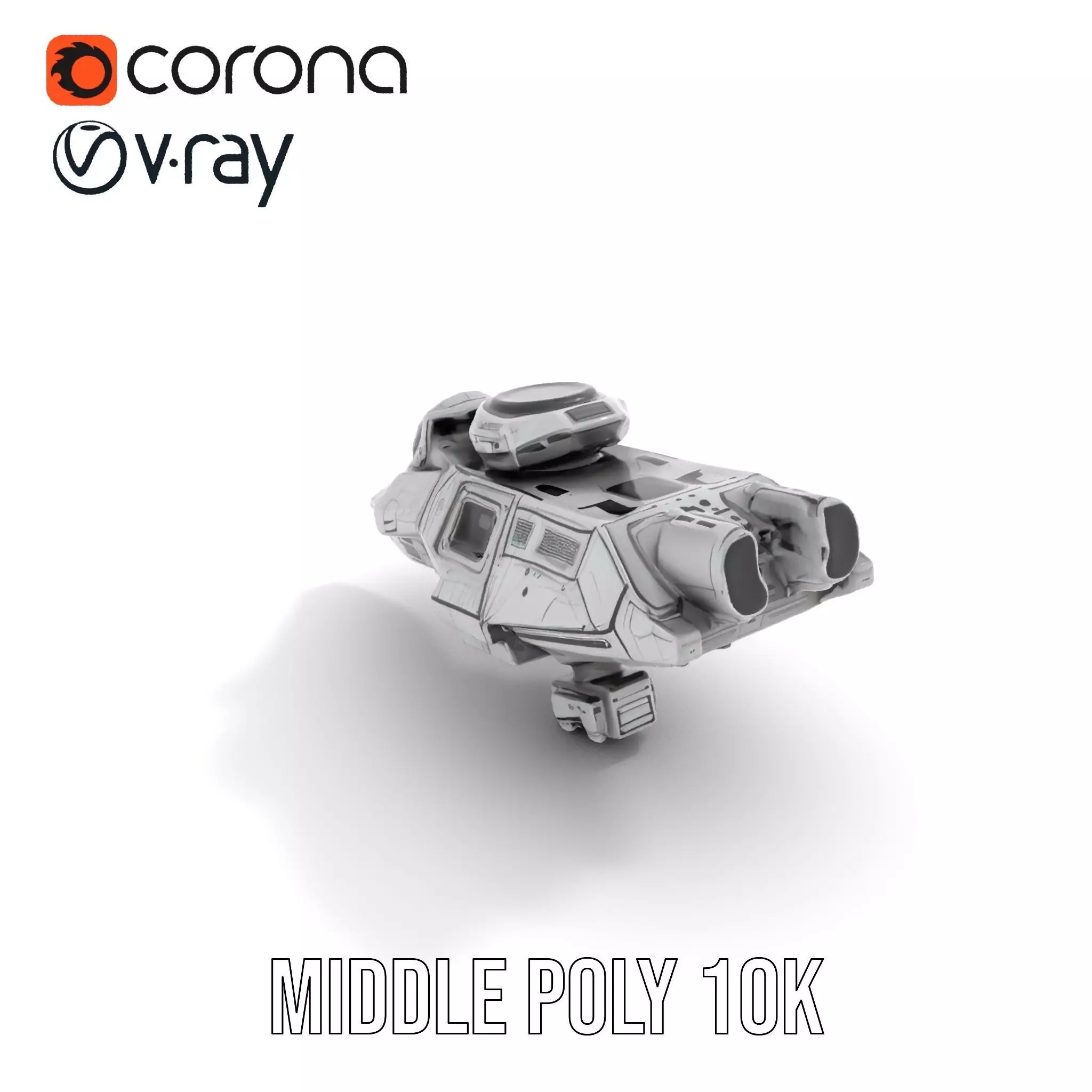 Futuristic Spacecraft model pack Low-poly 3D model_6