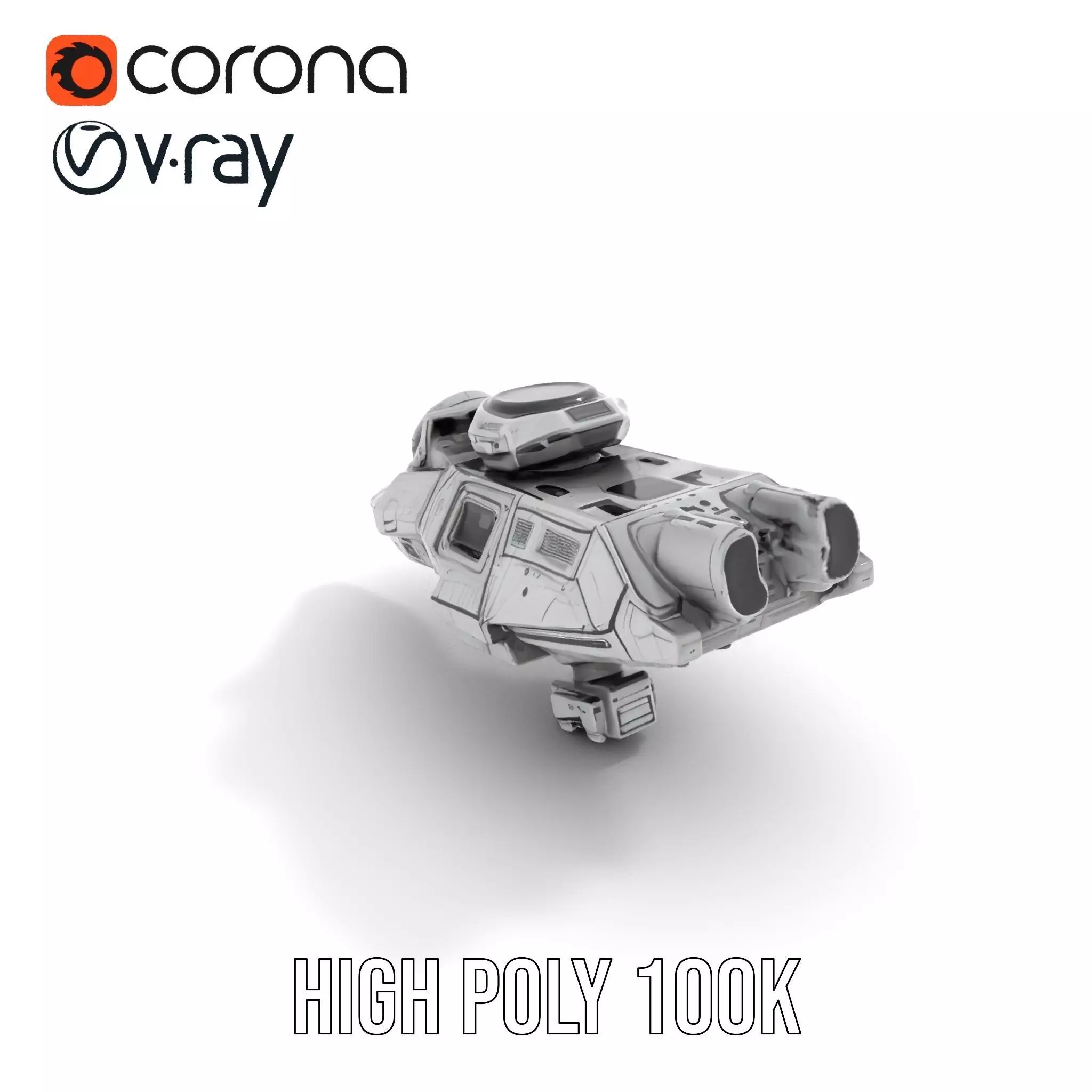 Futuristic Spacecraft model pack Low-poly 3D model_28