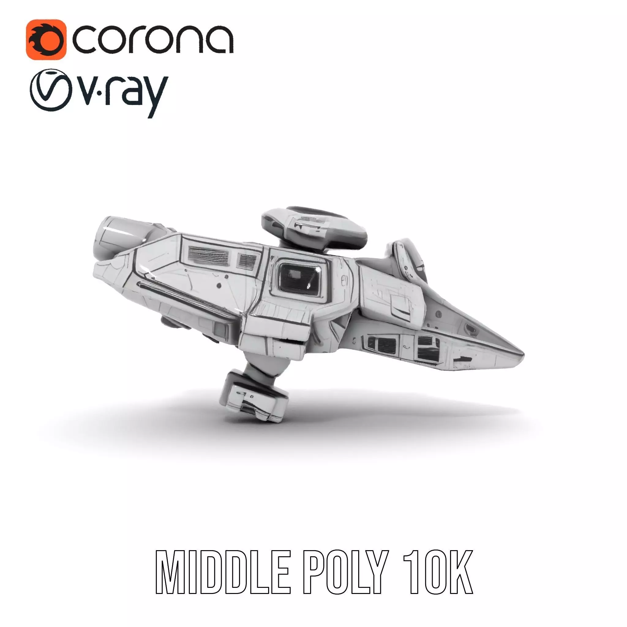 Futuristic Spacecraft model pack Low-poly 3D model_5
