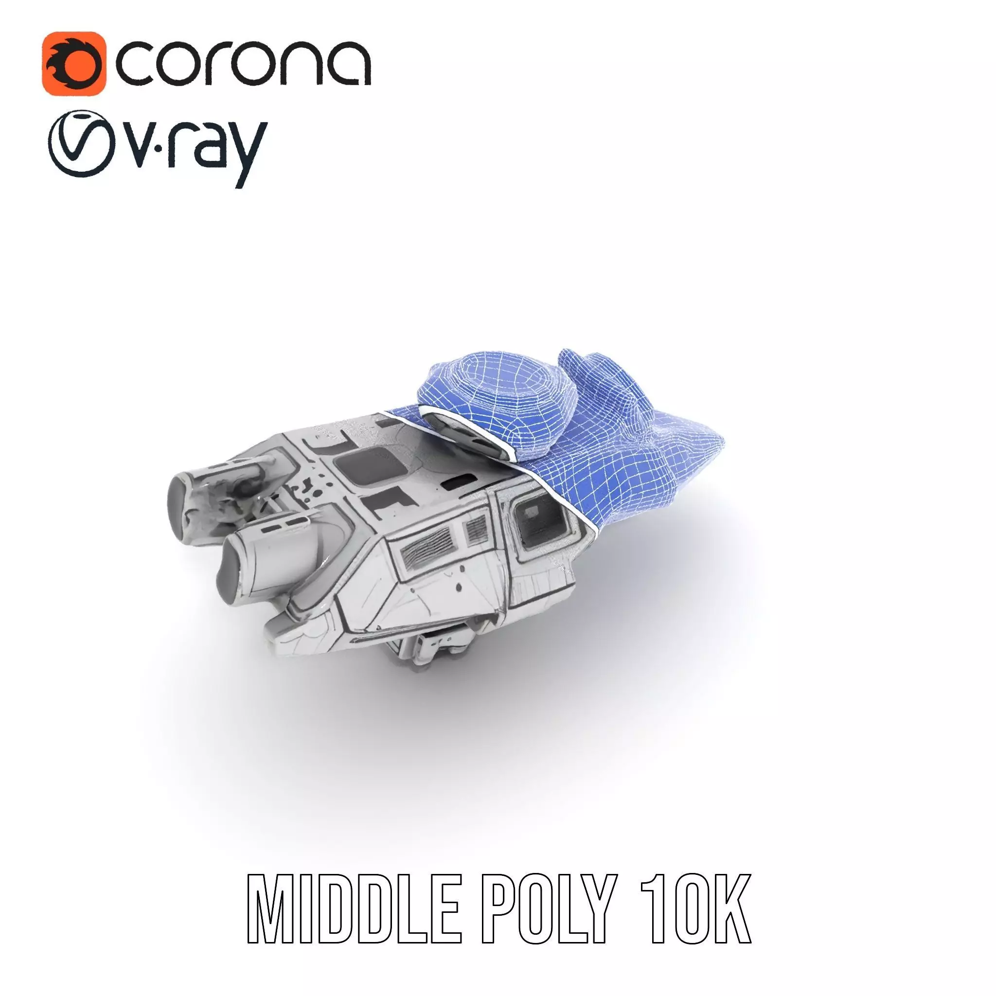 Futuristic Spacecraft model pack Low-poly 3D model_14