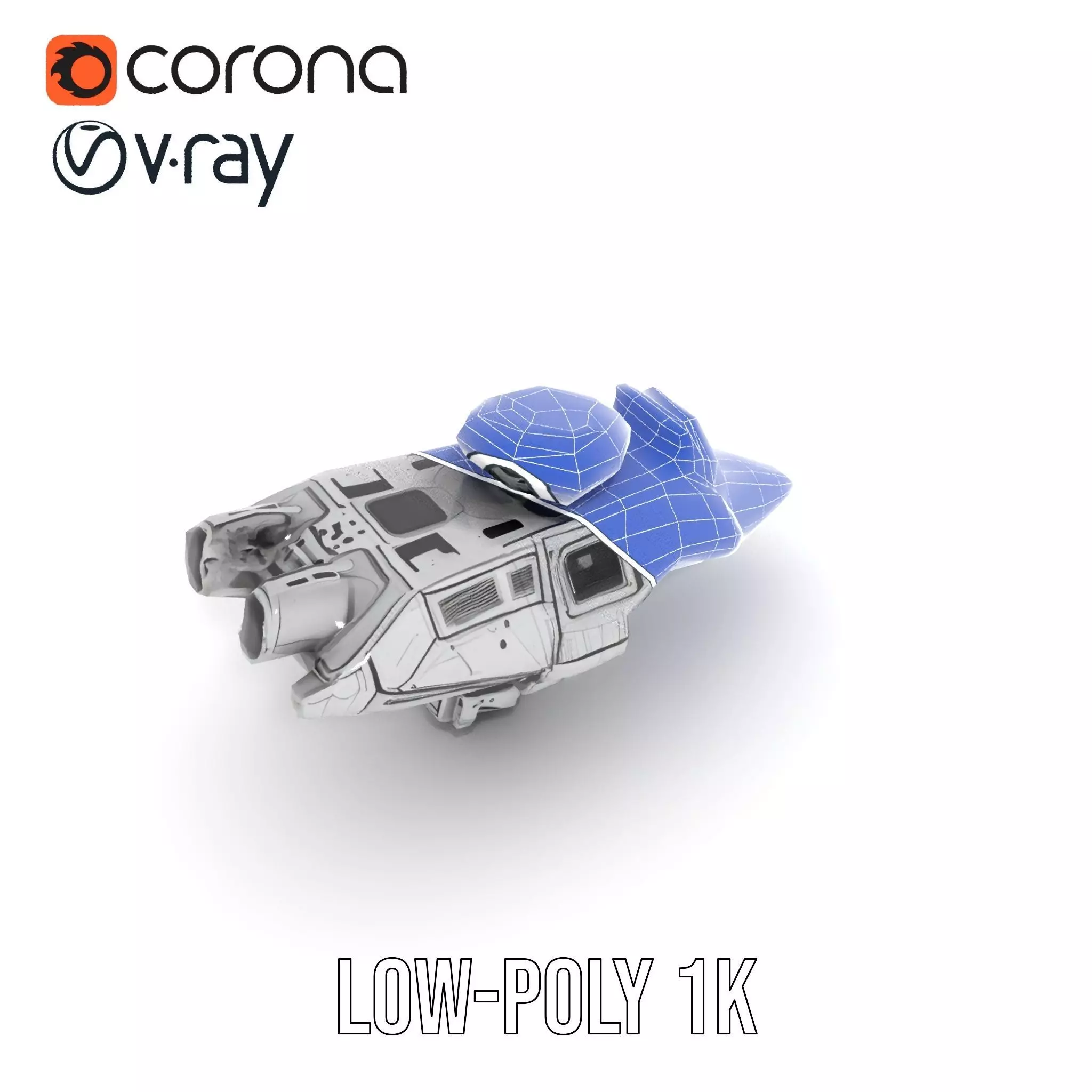 Futuristic Spacecraft model pack Low-poly 3D model_30