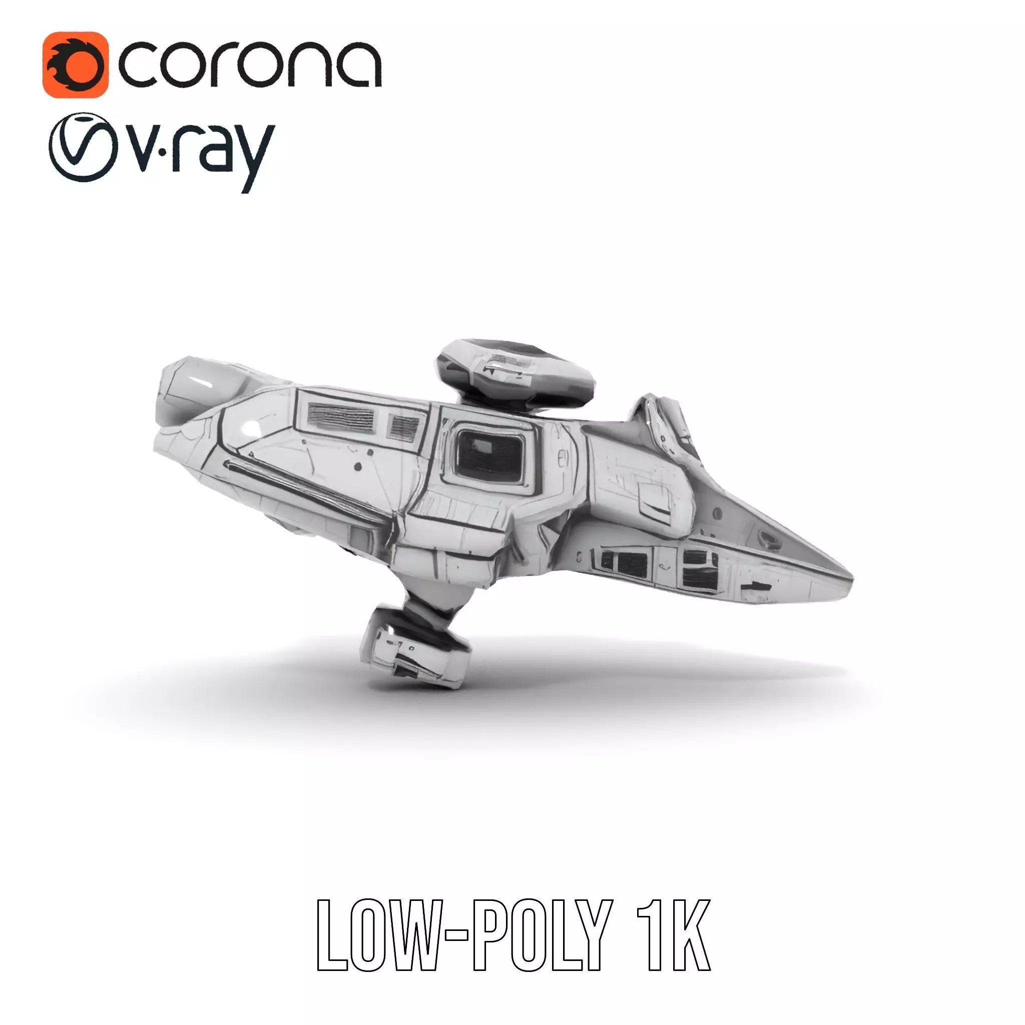 Futuristic Spacecraft model pack Low-poly 3D model_27