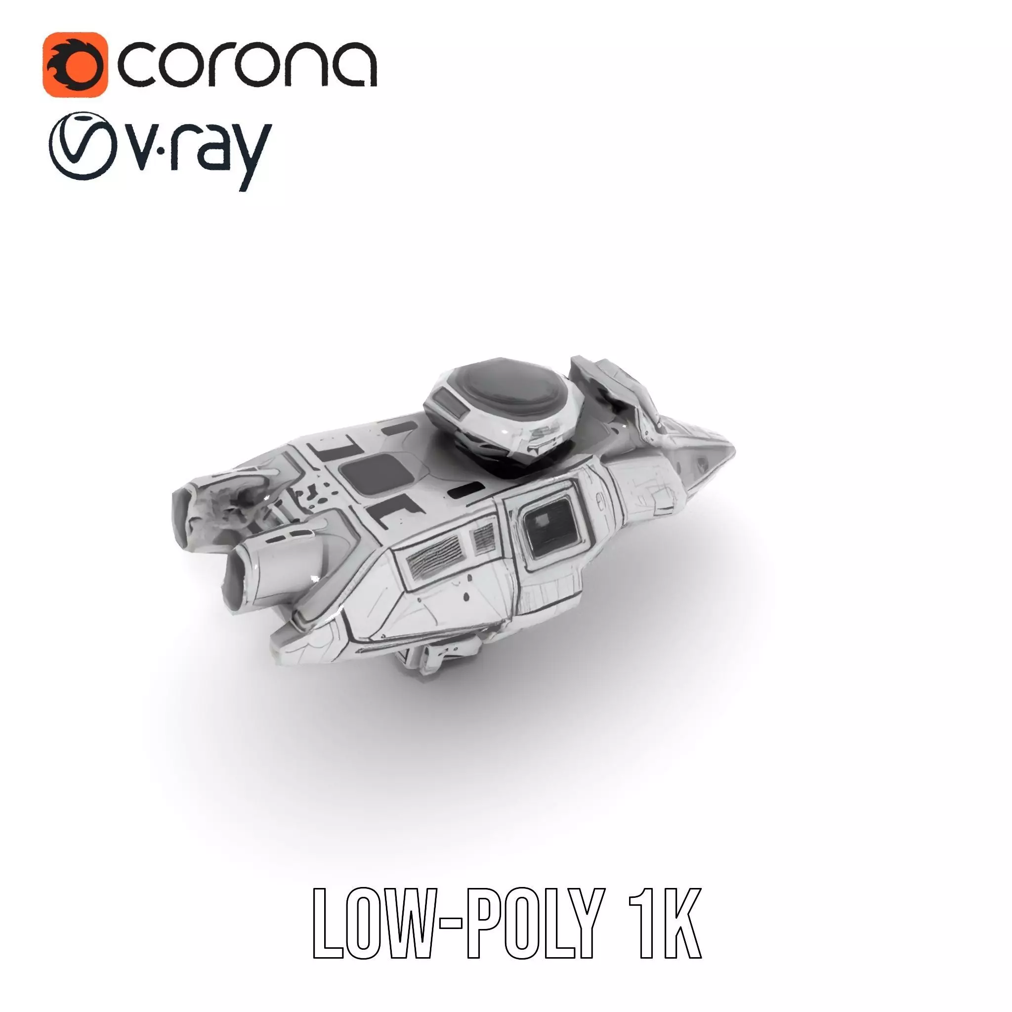 Futuristic Spacecraft model pack Low-poly 3D model_19