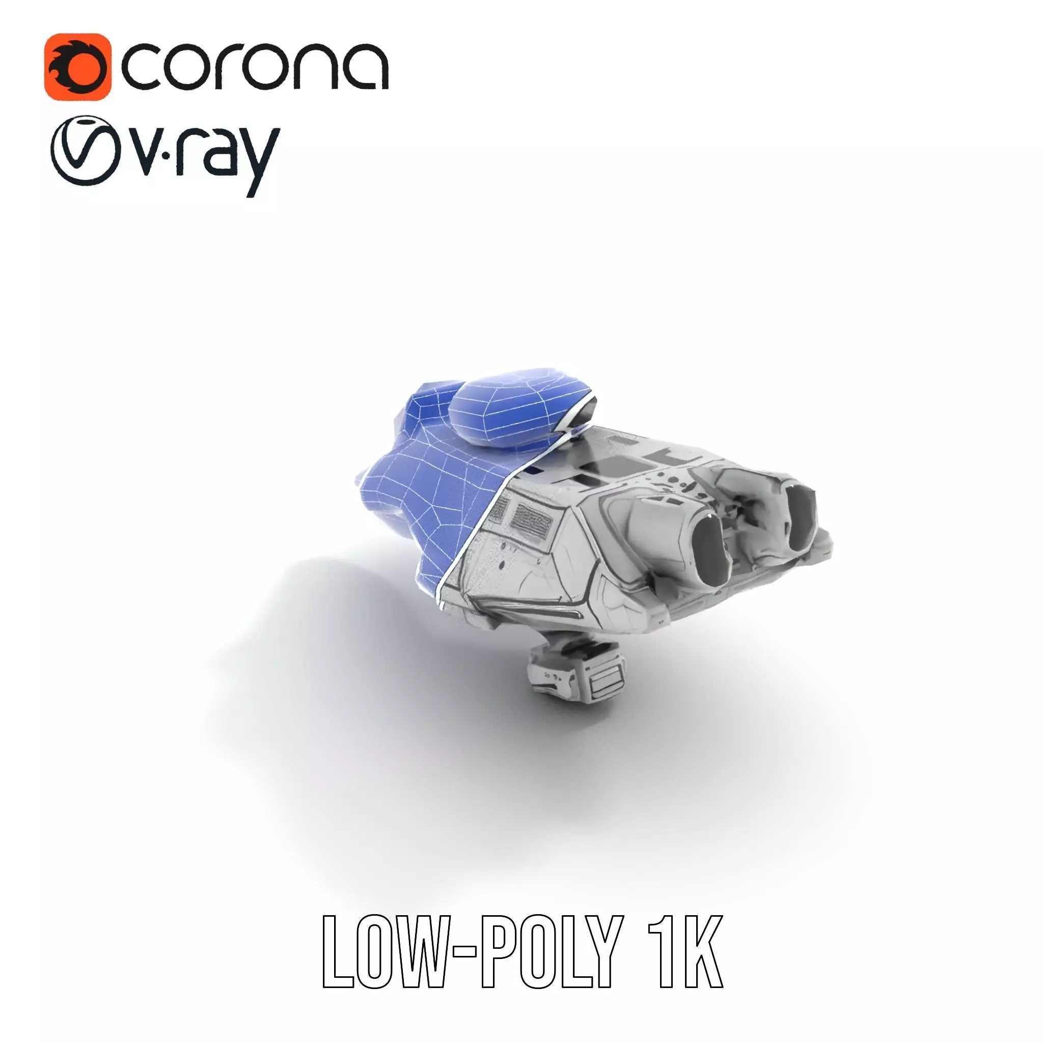 Futuristic Spacecraft model pack Low-poly 3D model_12