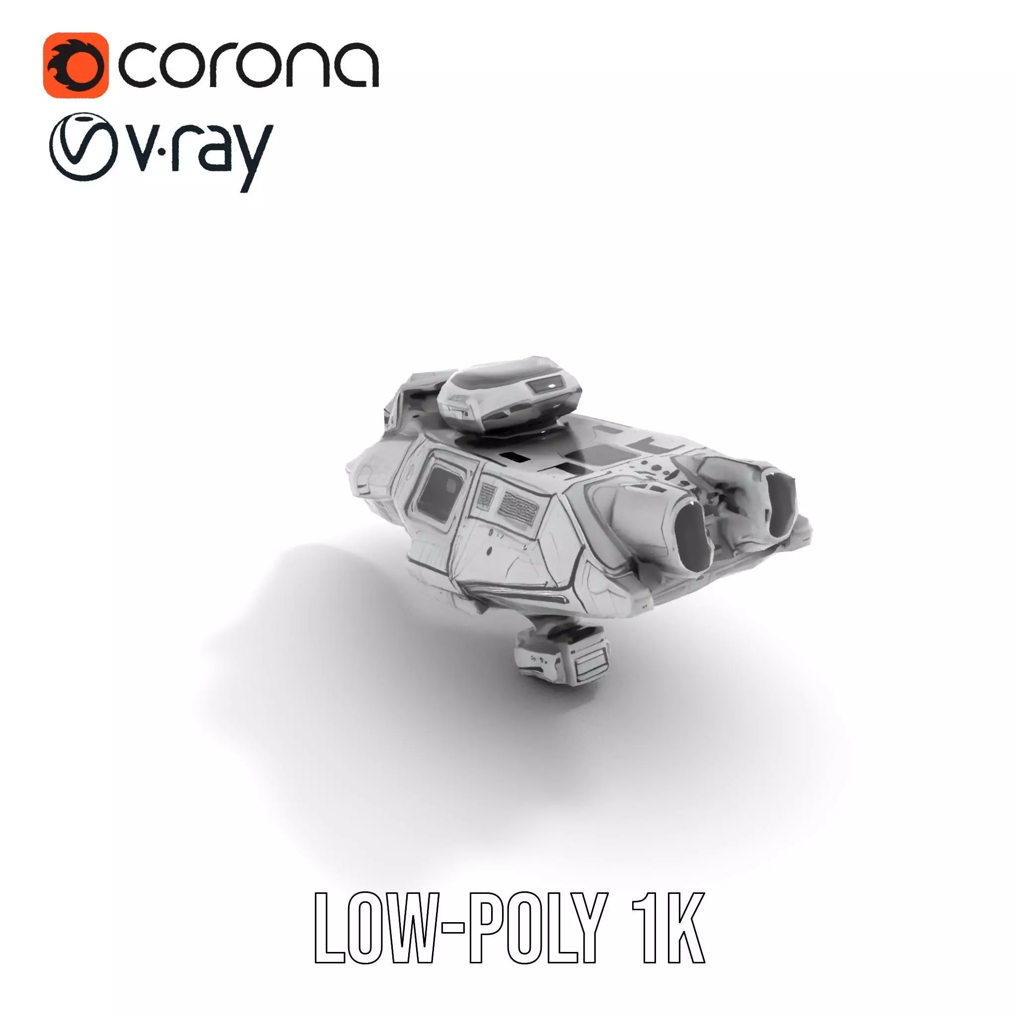 Futuristic Spacecraft model pack Low-poly 3D model_22