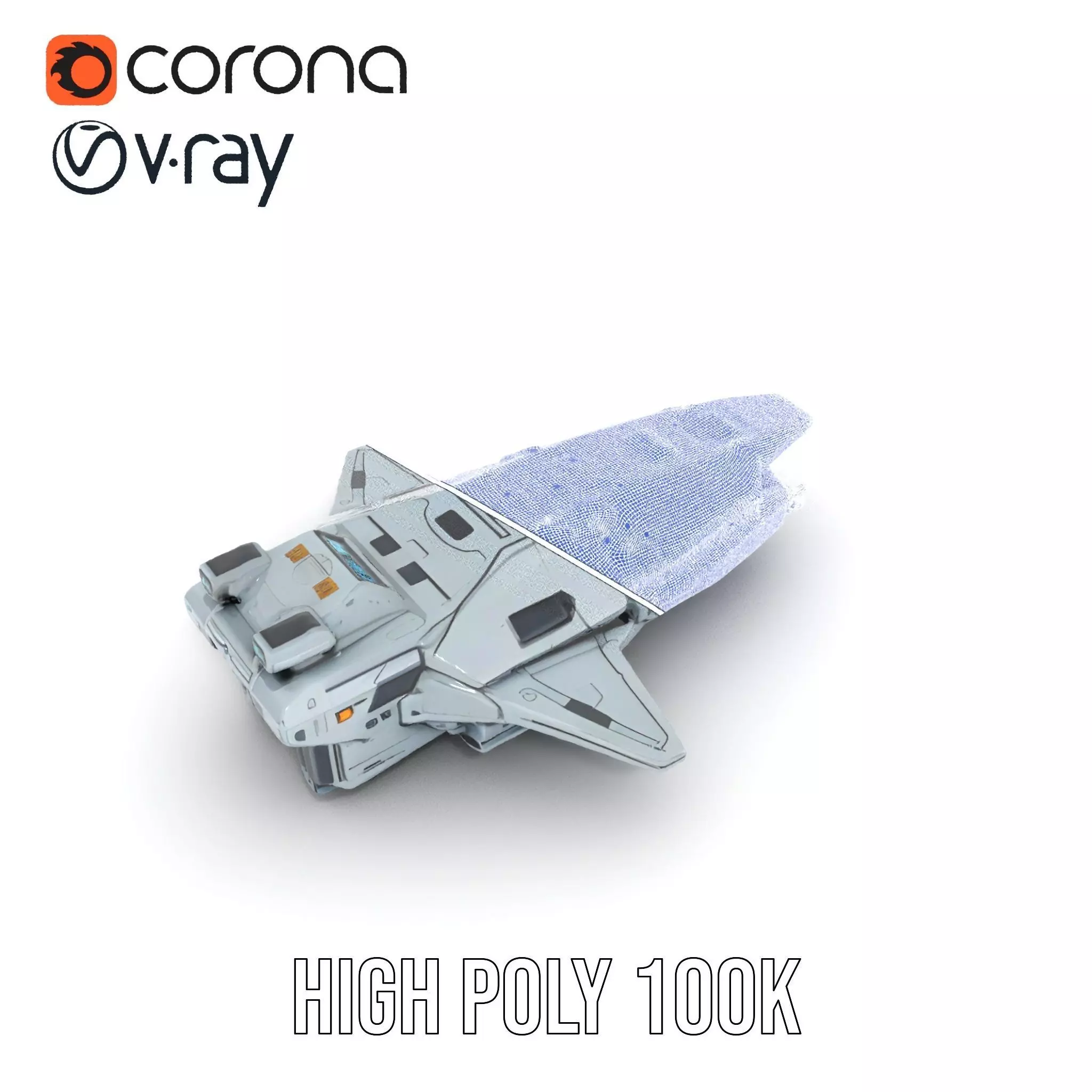 Sleek Spaceship model pack Low-poly 3D model_32