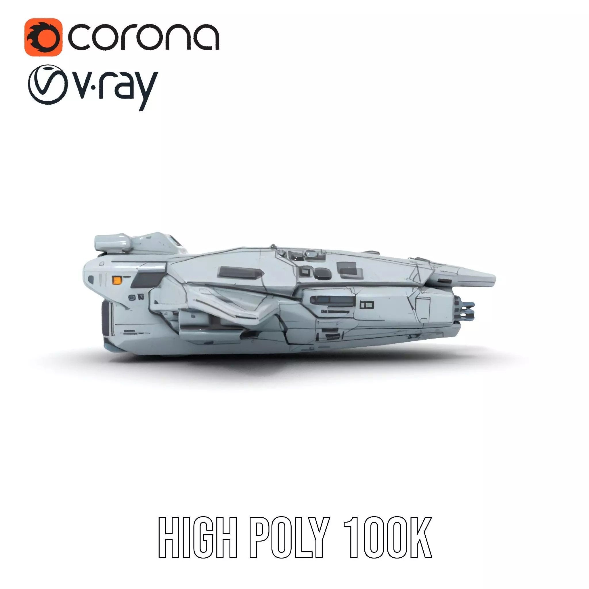 Sleek Spaceship model pack Low-poly 3D model_17