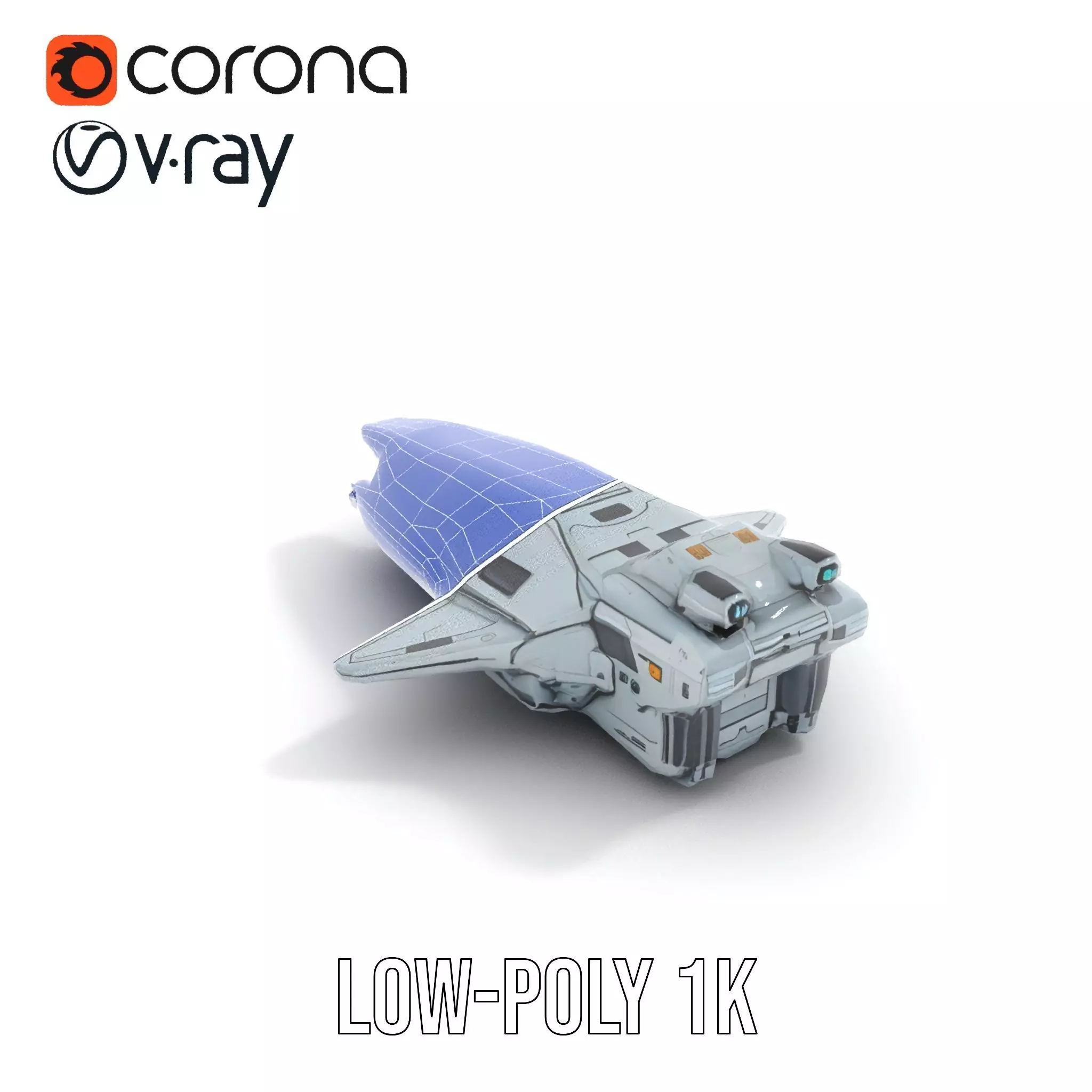 Sleek Spaceship model pack Low-poly 3D model_7
