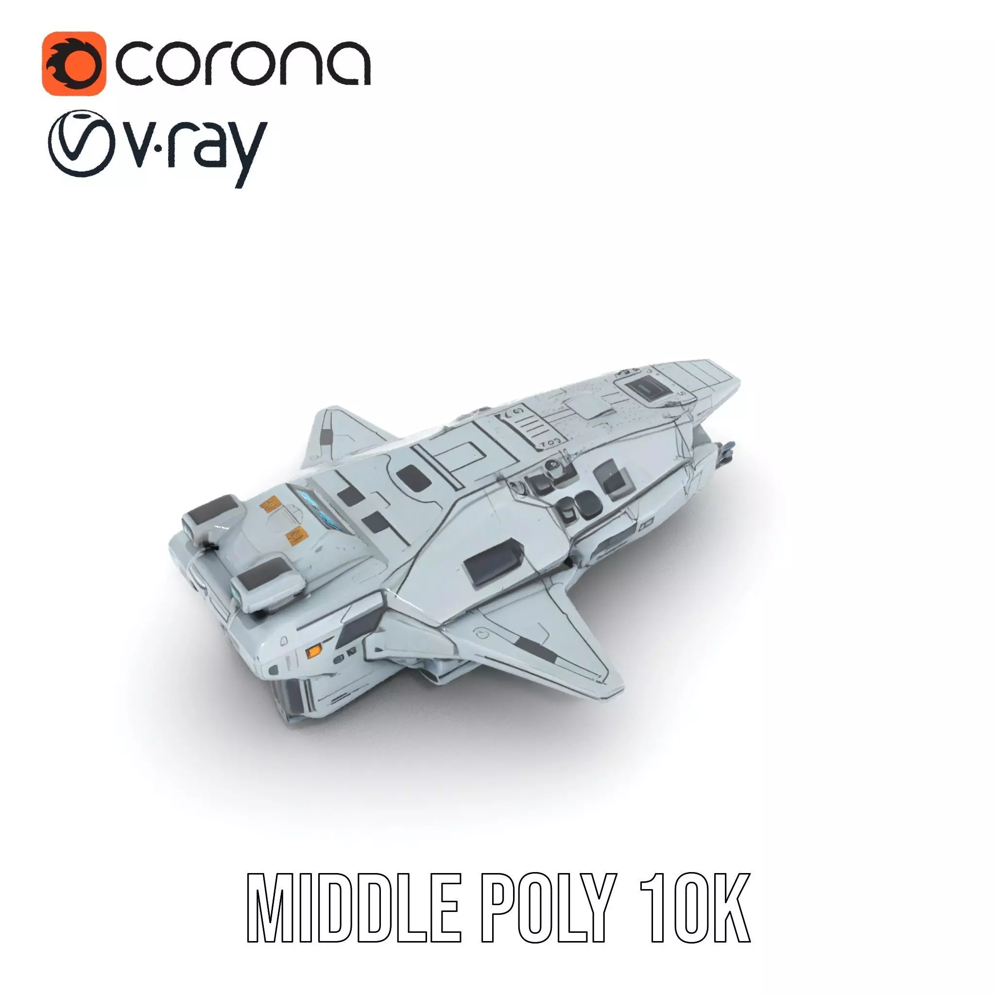 Sleek Spaceship model pack Low-poly 3D model_11