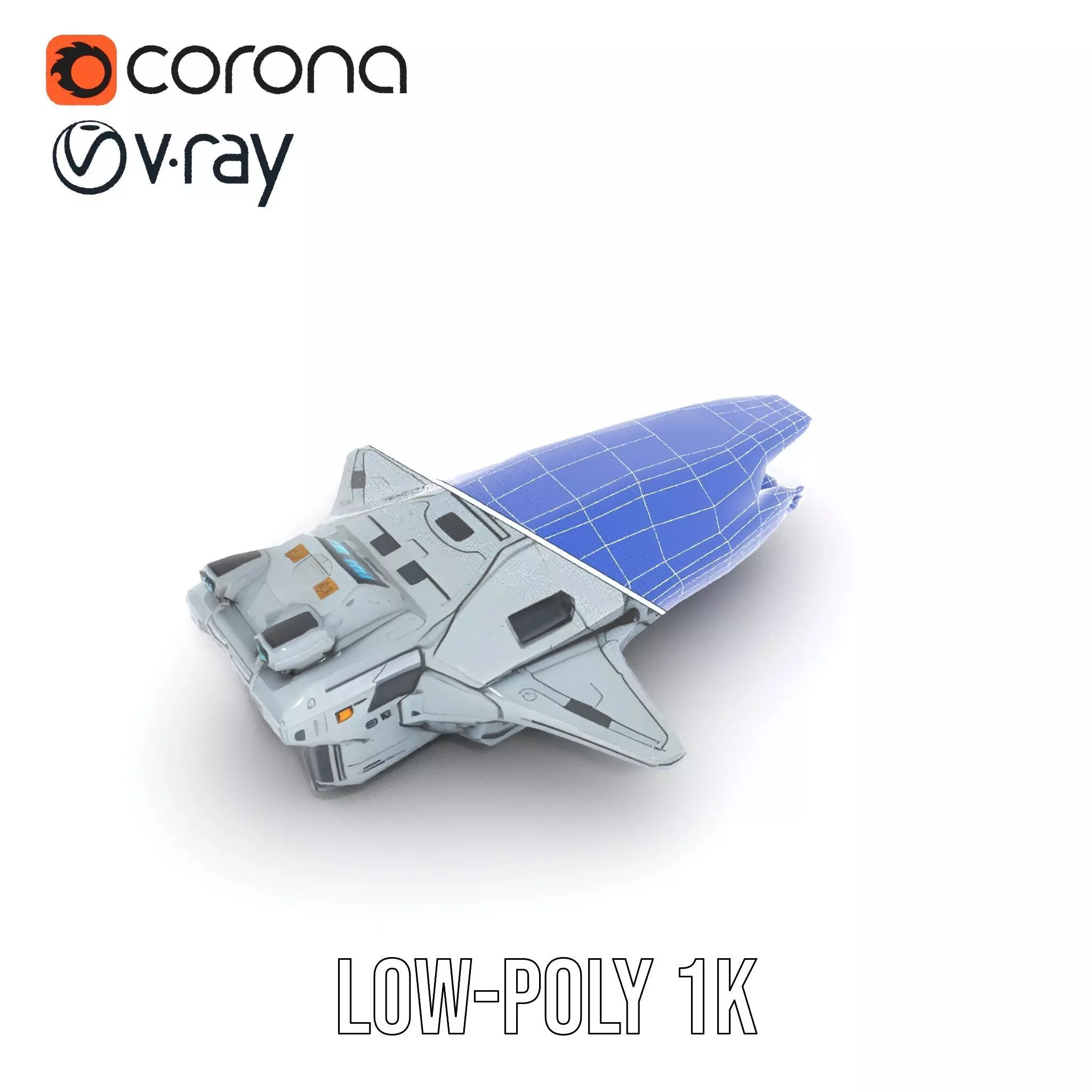 Sleek Spaceship model pack Low-poly 3D model_9