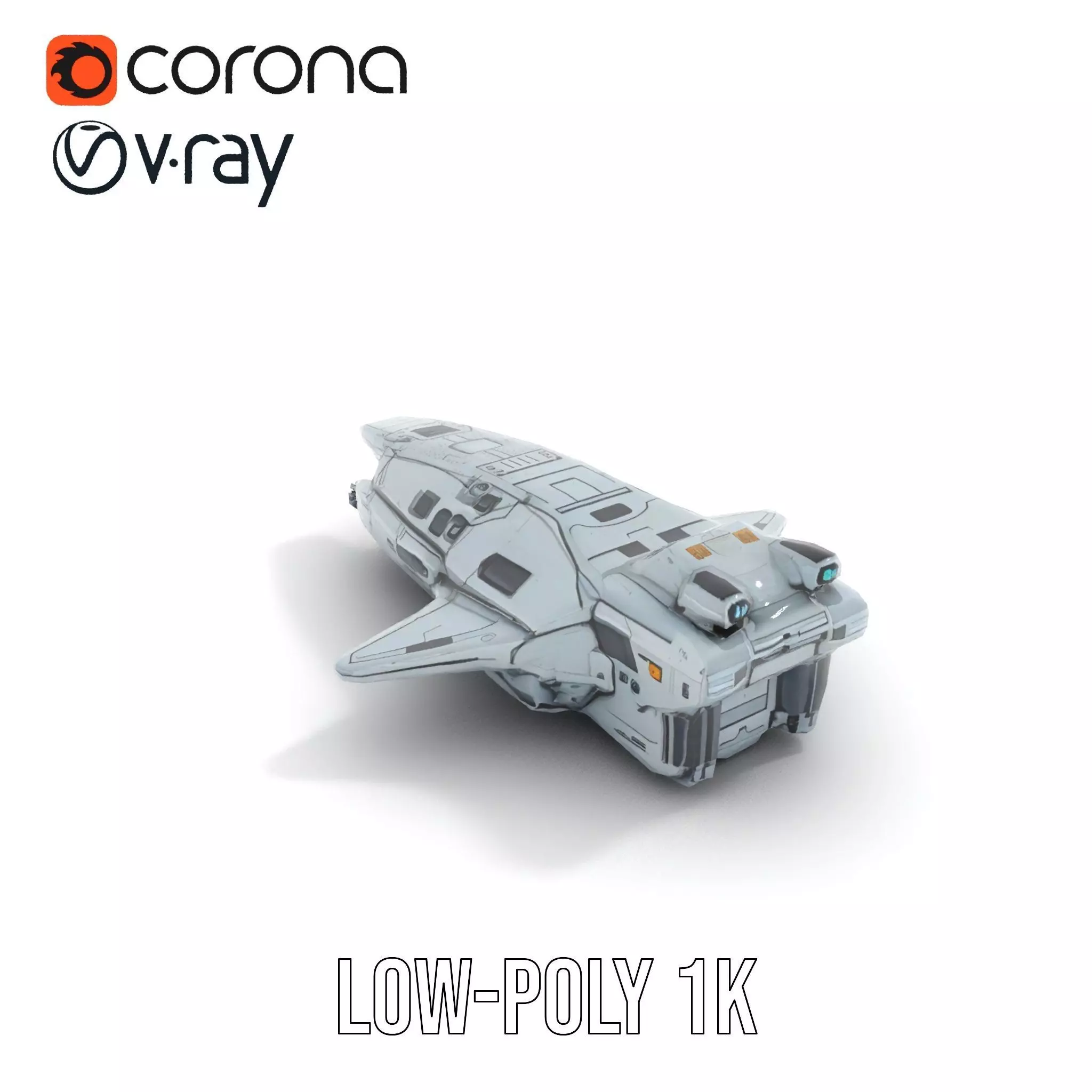 Sleek Spaceship model pack Low-poly 3D model_12