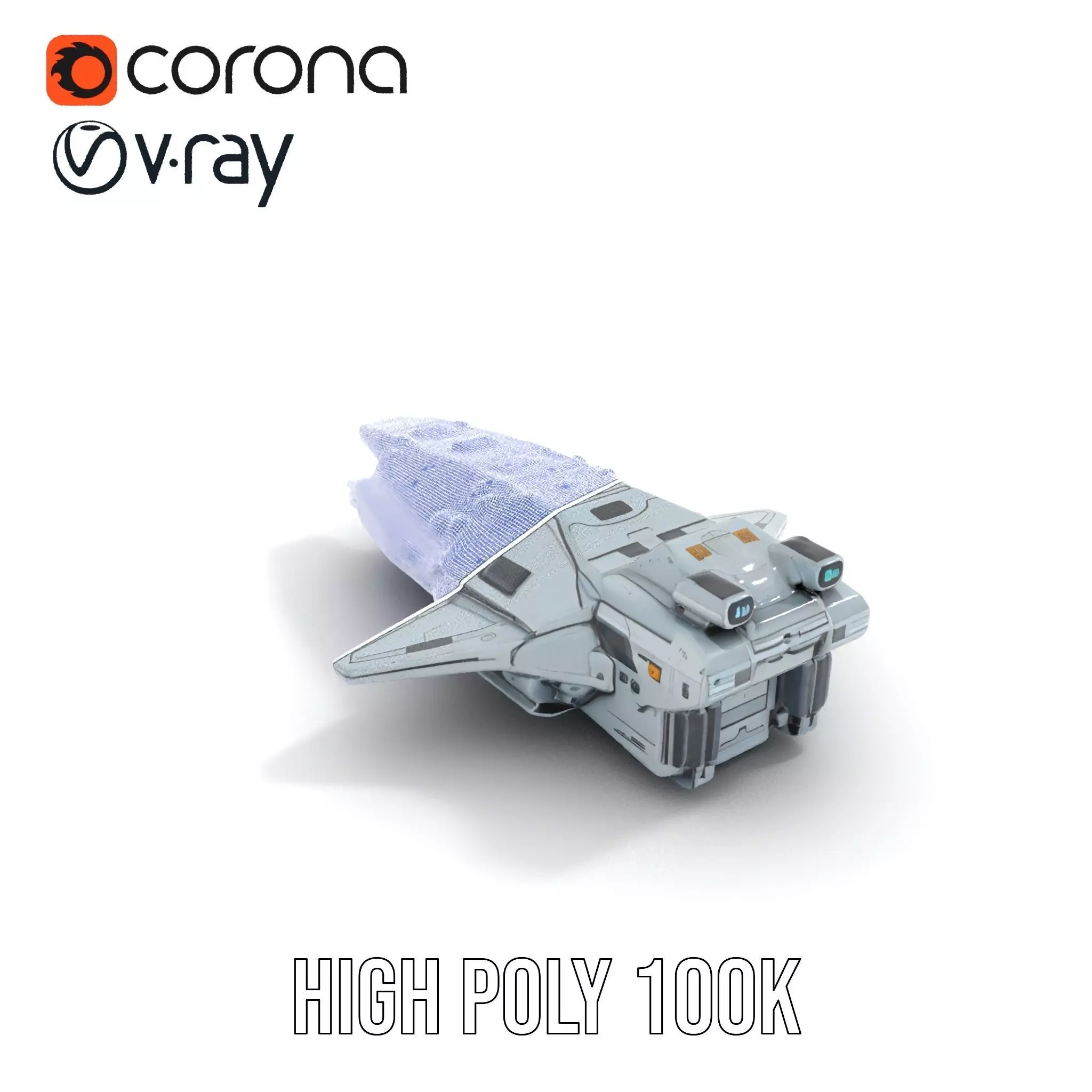 Sleek Spaceship model pack Low-poly 3D model_23
