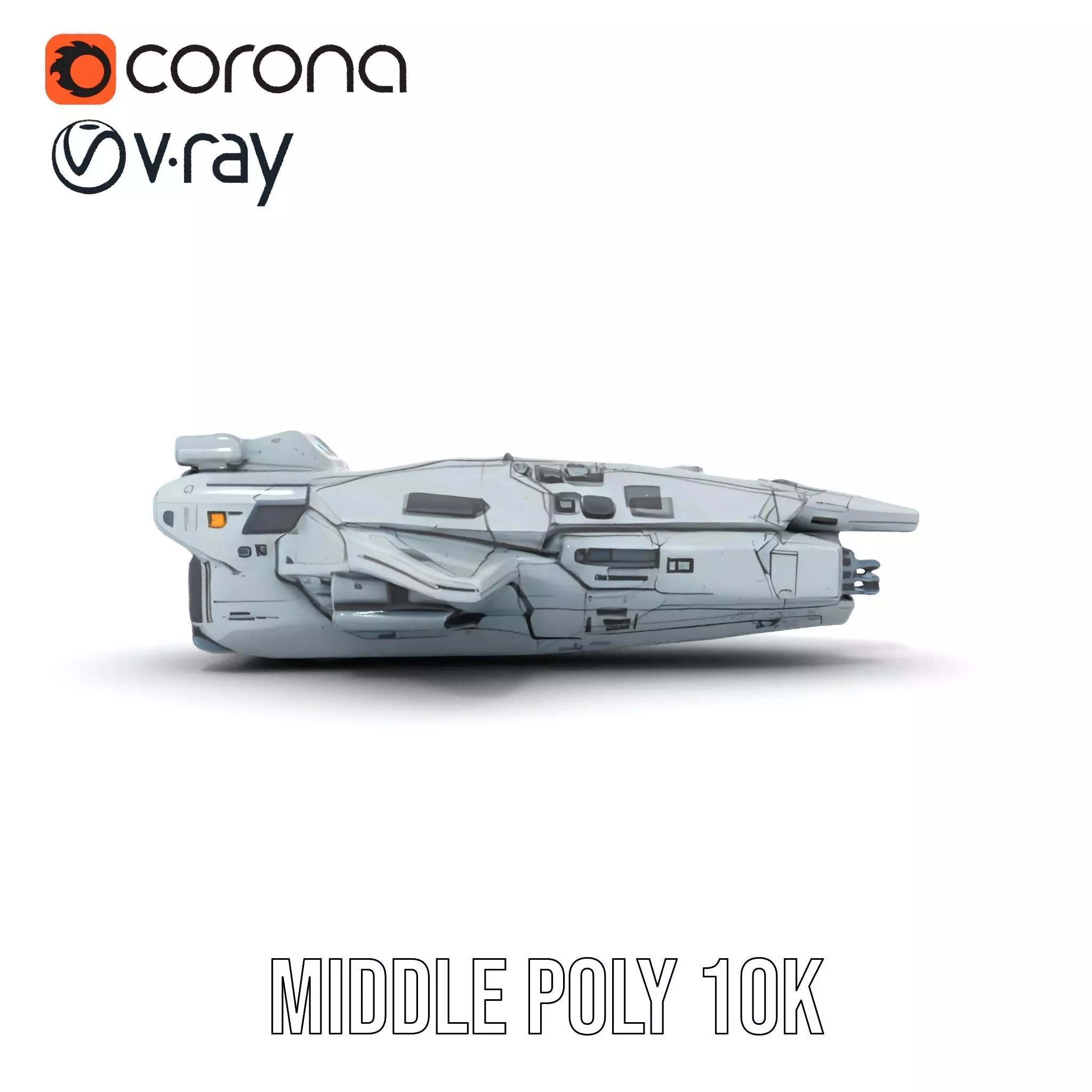 Sleek Spaceship model pack Low-poly 3D model_21