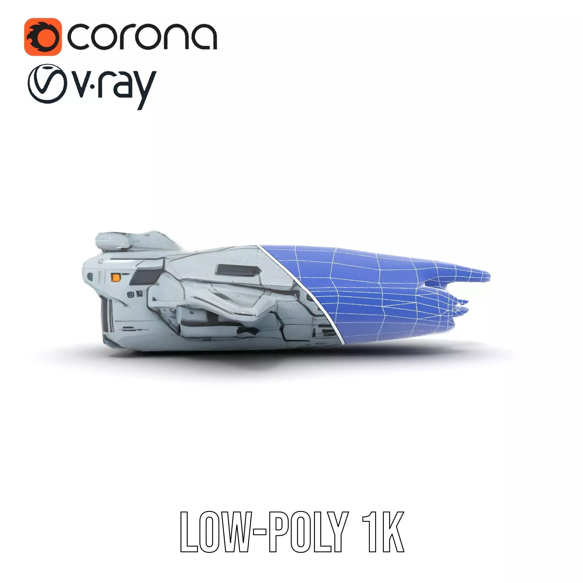 Sleek Spaceship model pack Low-poly 3D model_22