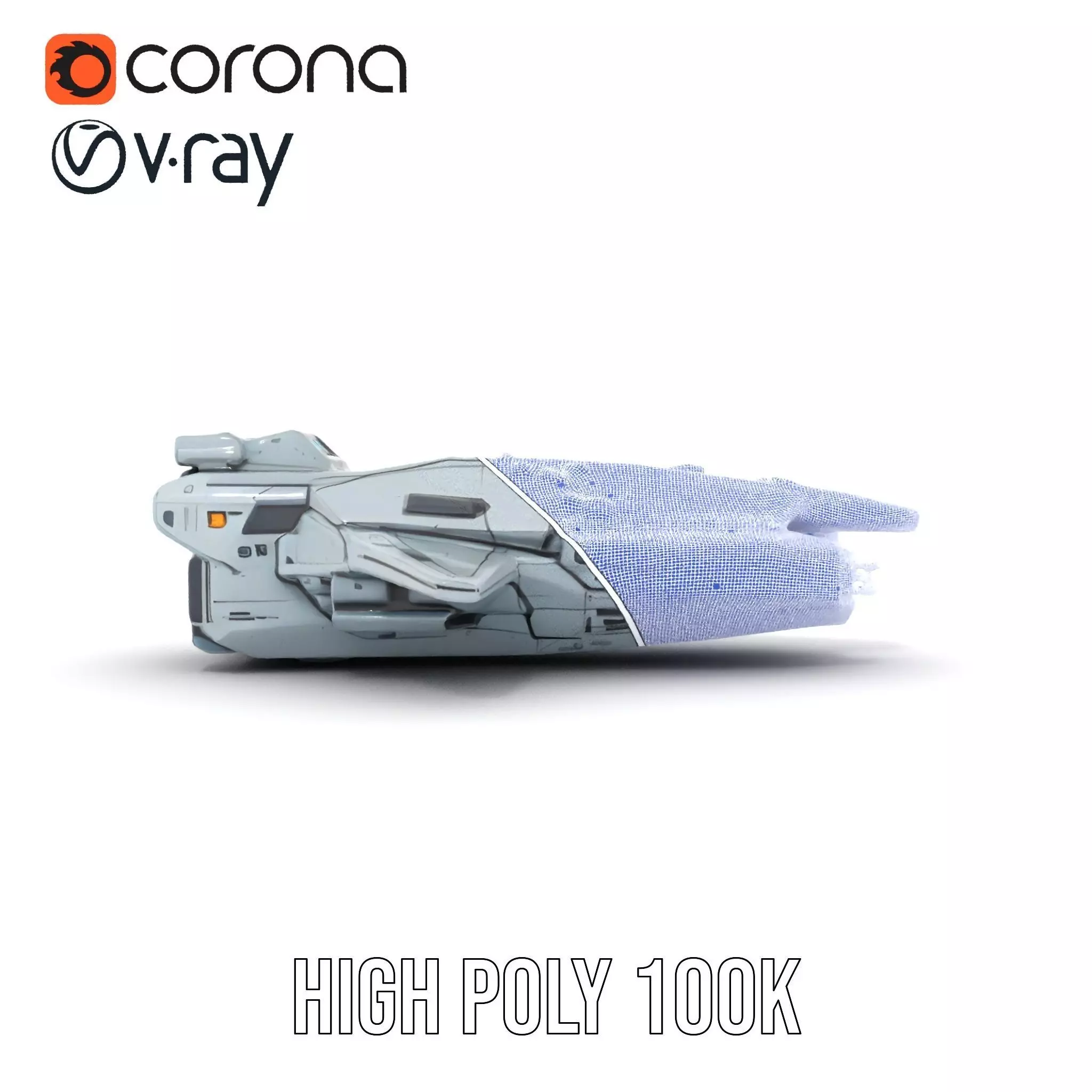 Sleek Spaceship model pack Low-poly 3D model_33