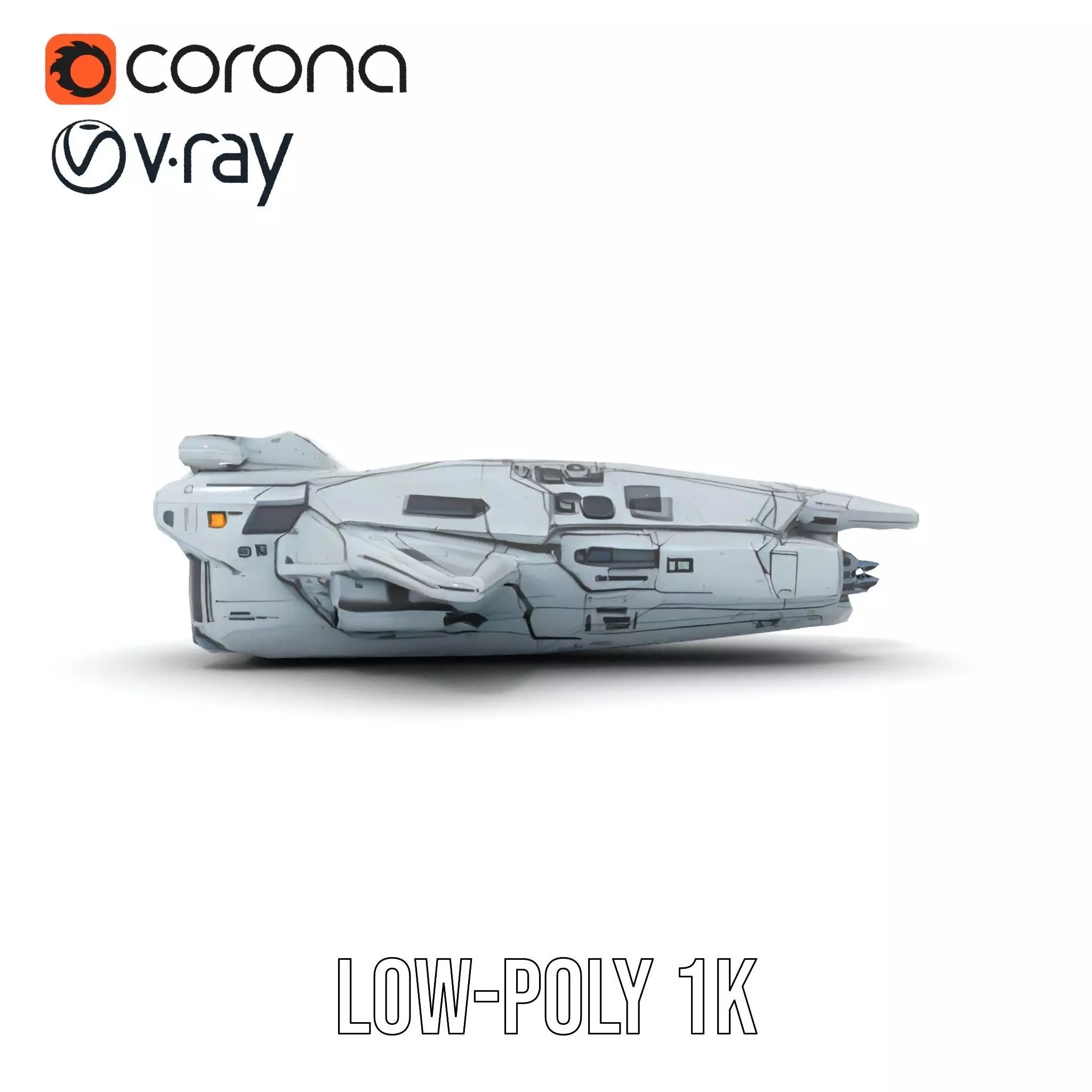 Sleek Spaceship model pack Low-poly 3D model_14