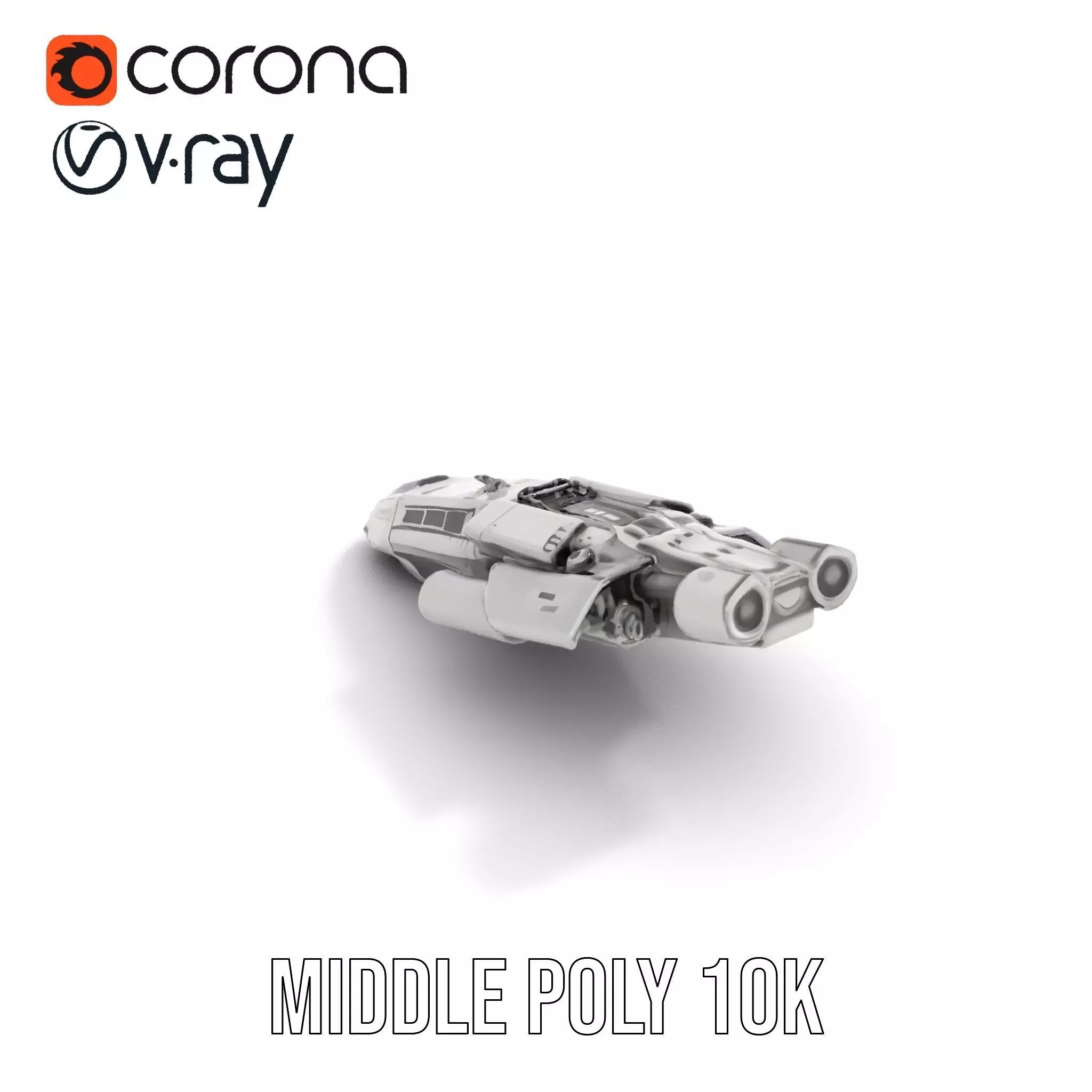 Futuristic Starship Explorer model pack Low-poly 3D model_11