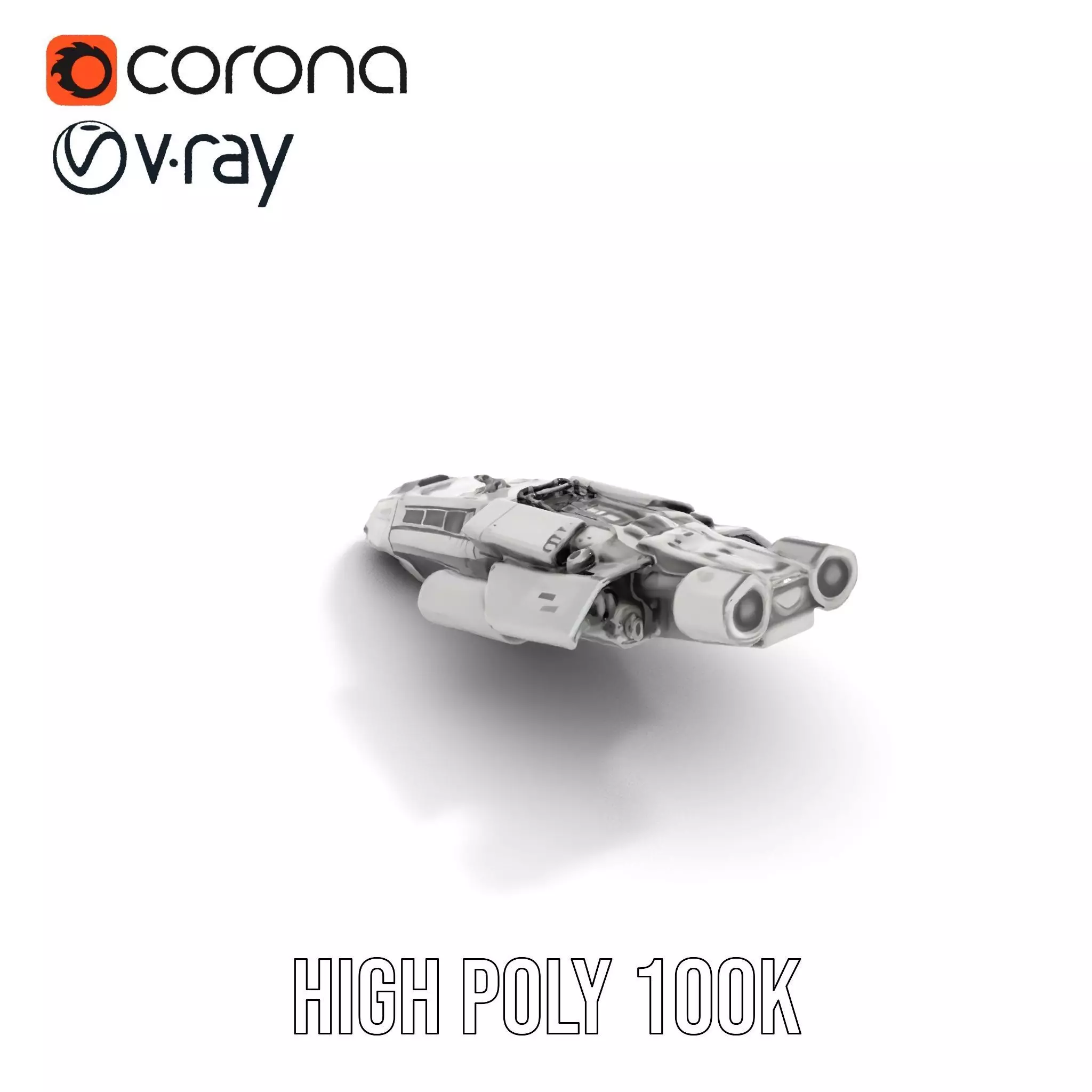 Futuristic Starship Explorer model pack Low-poly 3D model_15