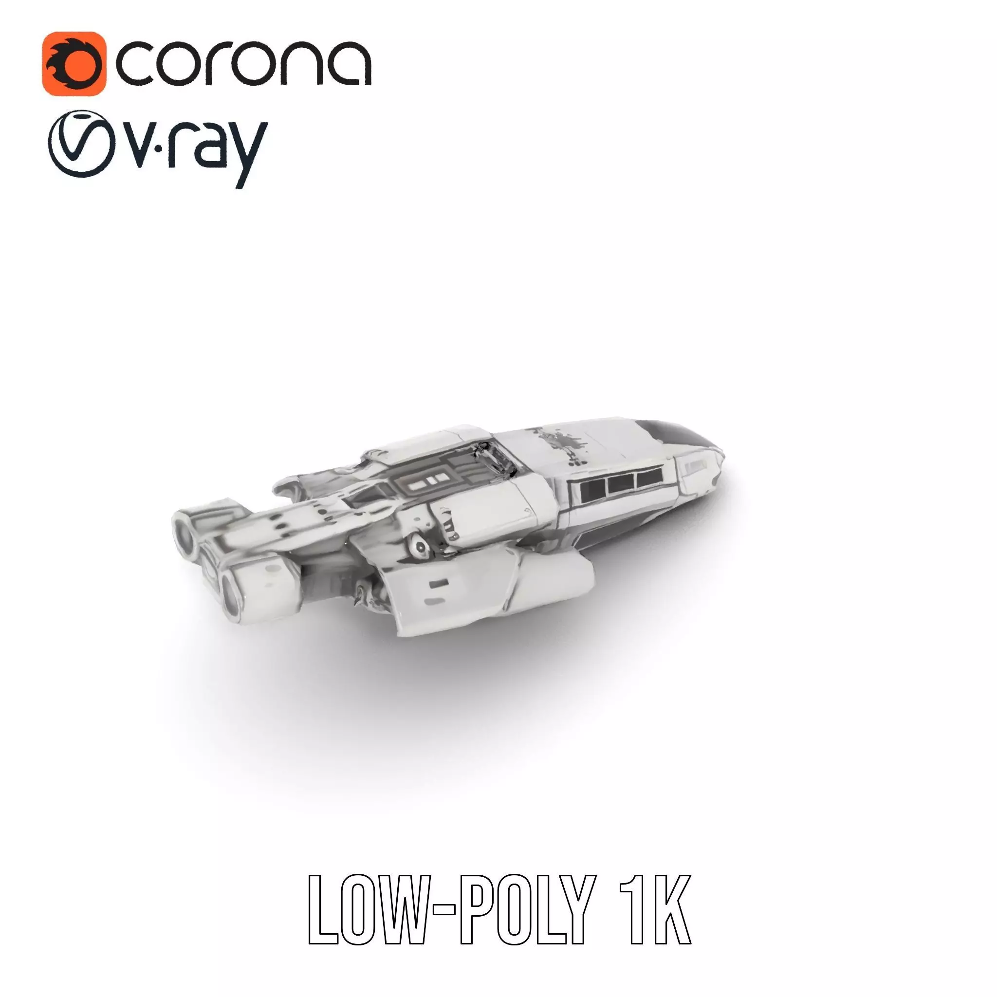 Futuristic Starship Explorer model pack Low-poly 3D model_12