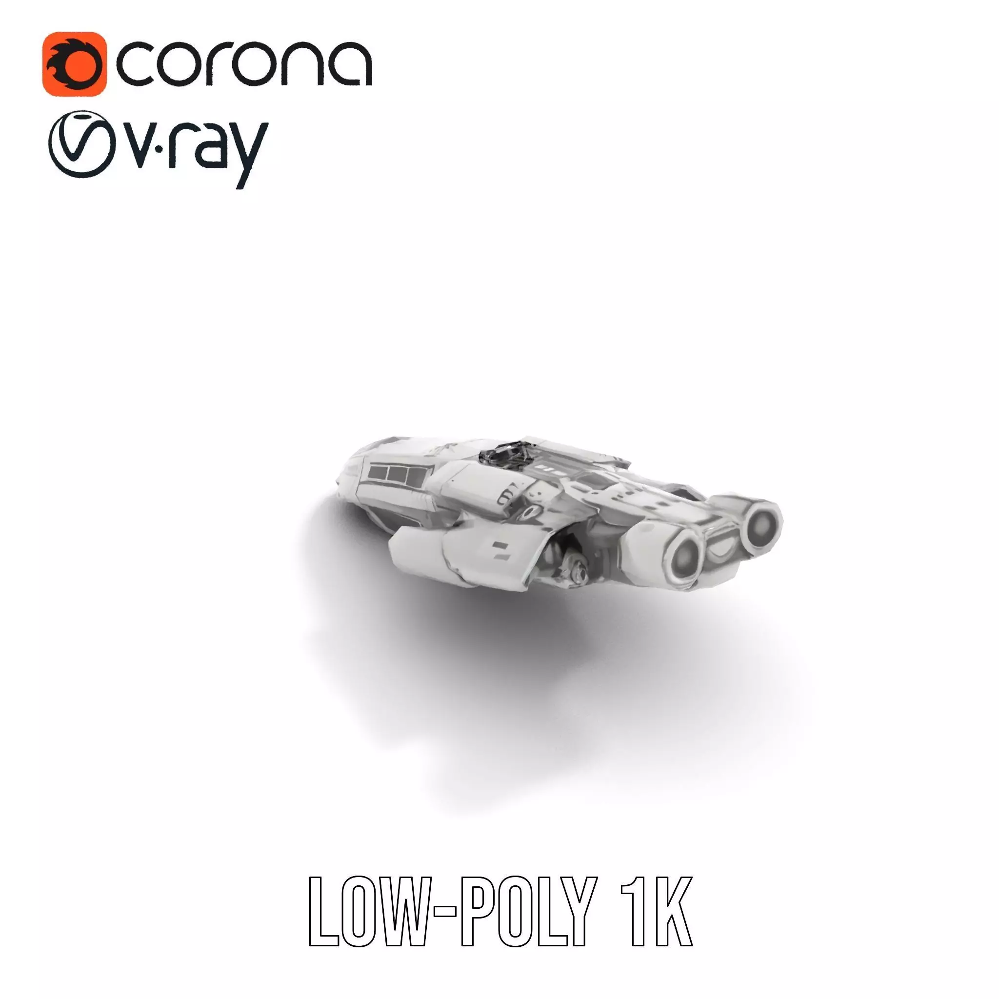 Futuristic Starship Explorer model pack Low-poly 3D model_14