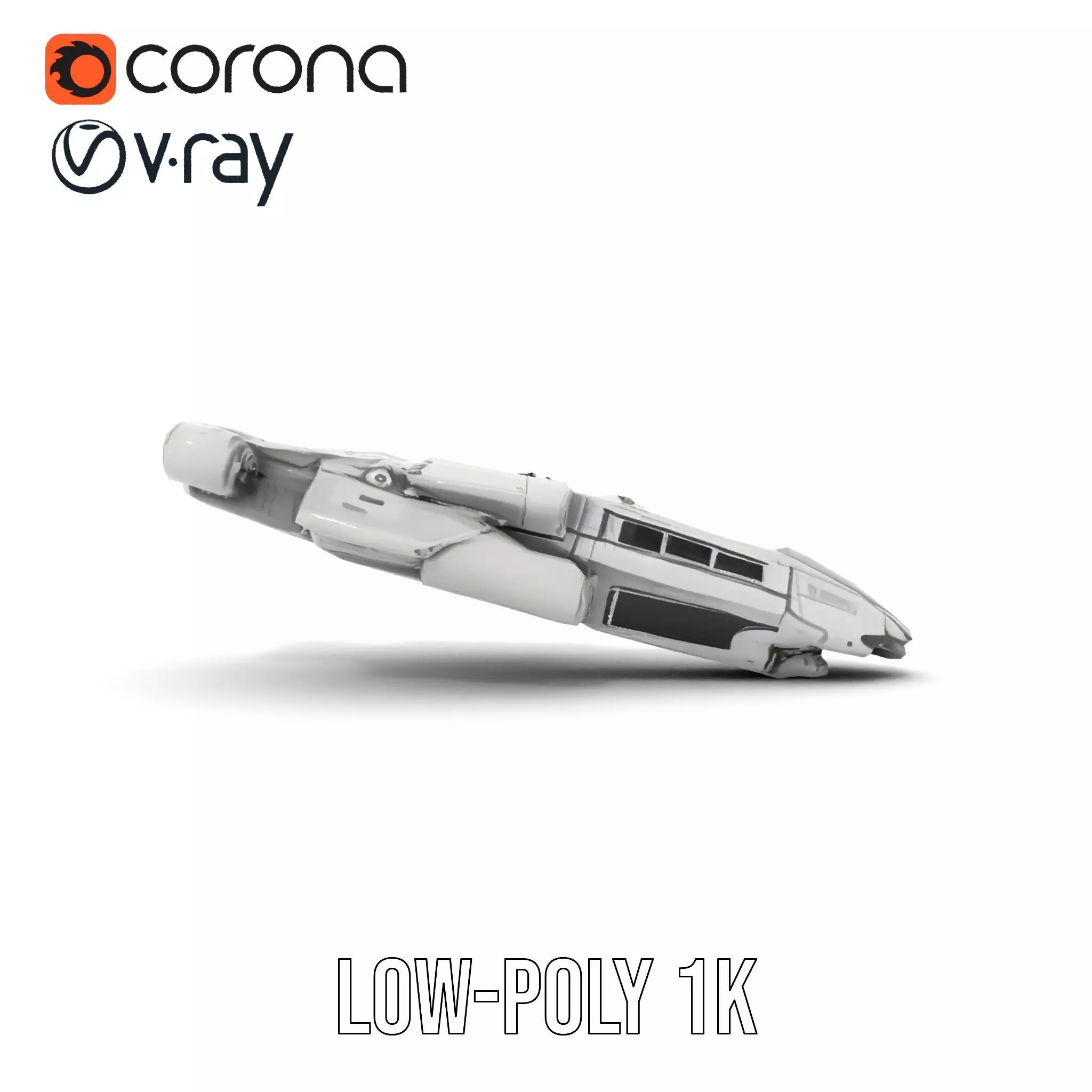 Futuristic Starship Explorer model pack Low-poly 3D model_19