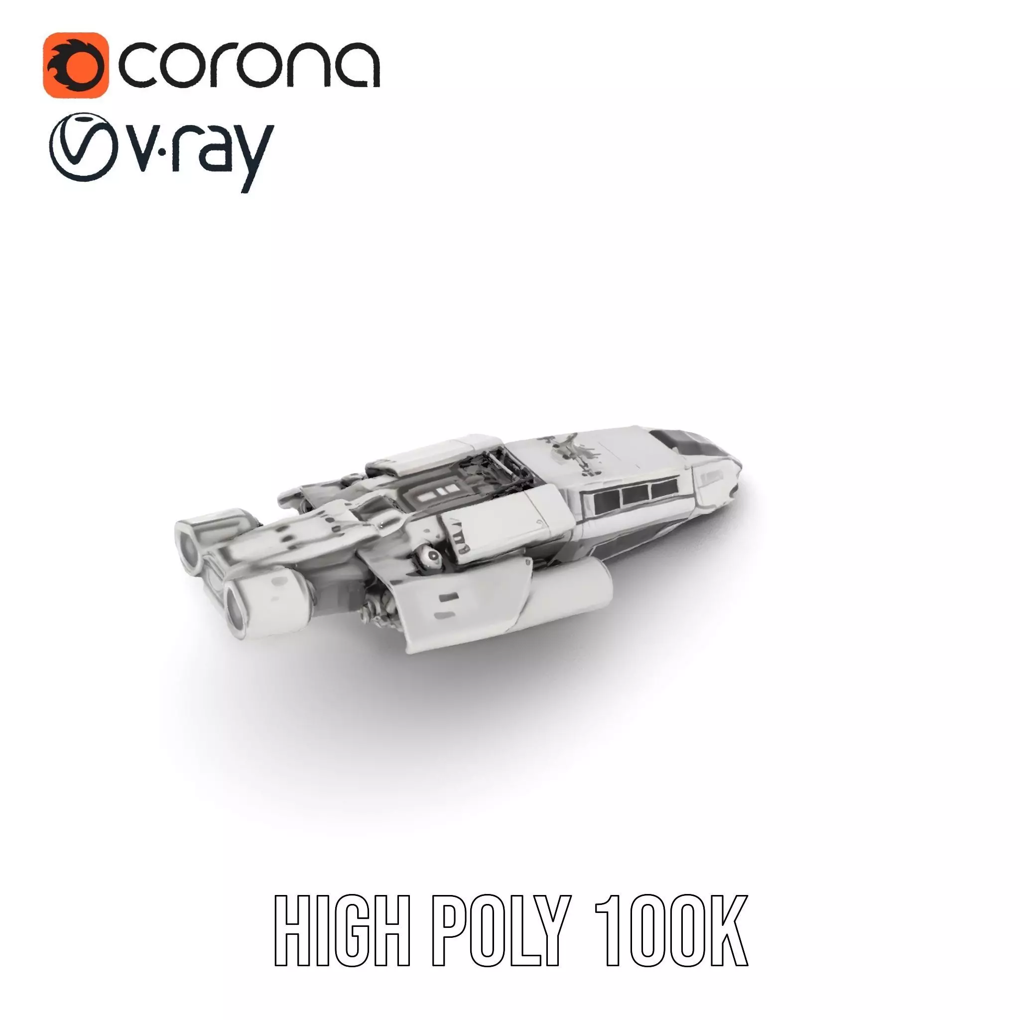 Futuristic Starship Explorer model pack Low-poly 3D model_20