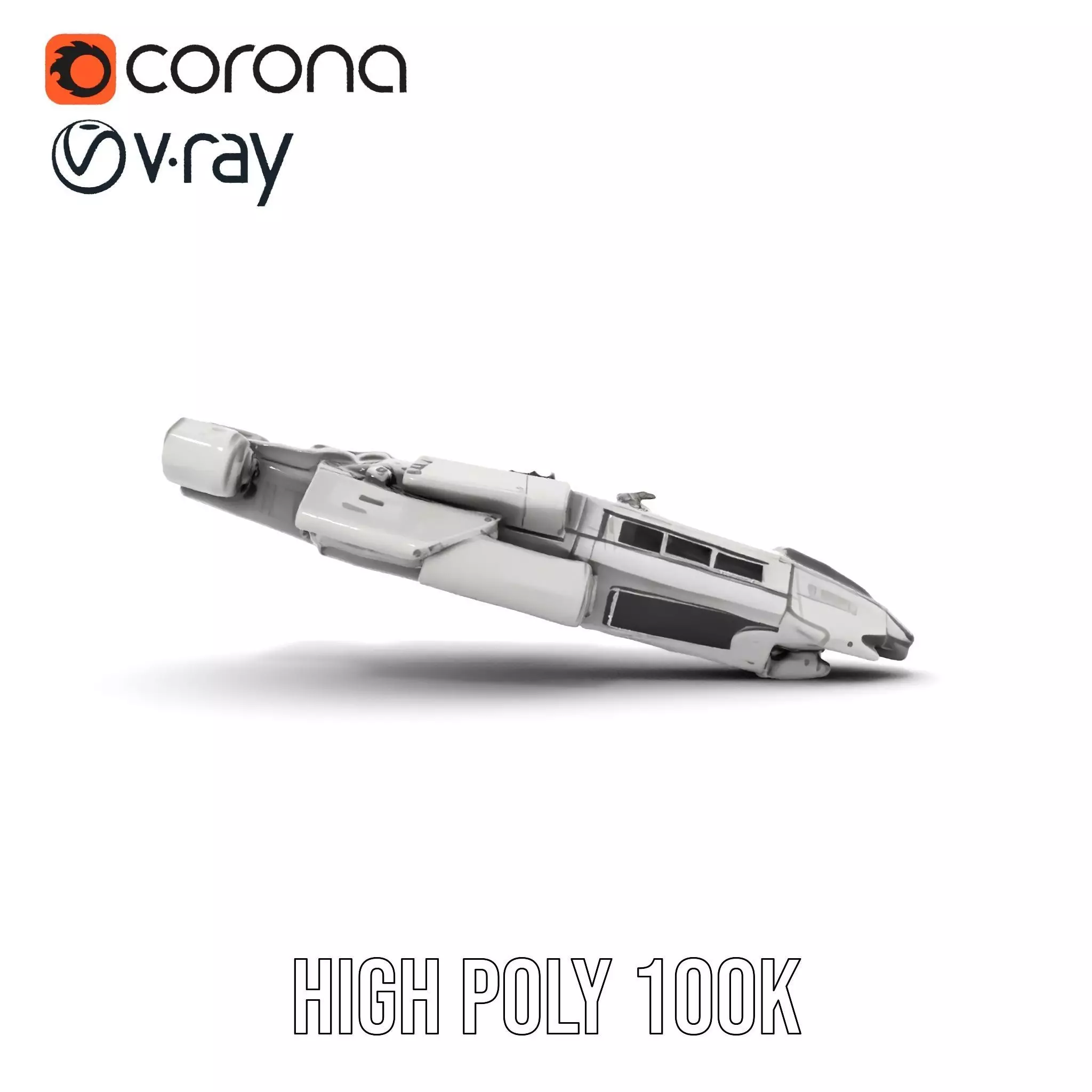 Futuristic Starship Explorer model pack Low-poly 3D model_26