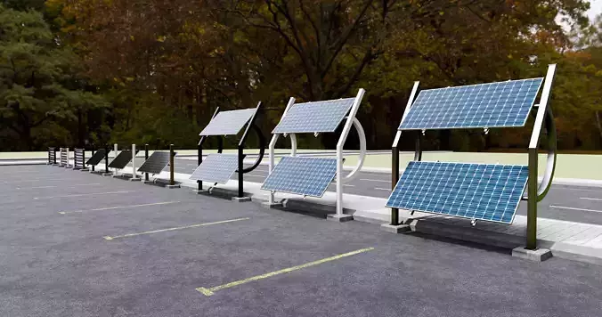 Solar-Powered-Tracking System Wall Models Low-poly 3D model