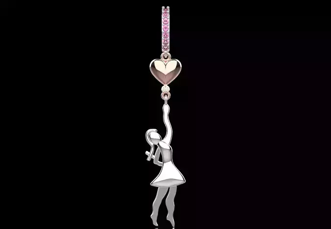 Heart Balloon Girl Pendant stl 3dm Necklace model jp0314