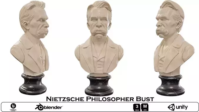 Nietzsche Philosopher Bust Low-poly 3D model