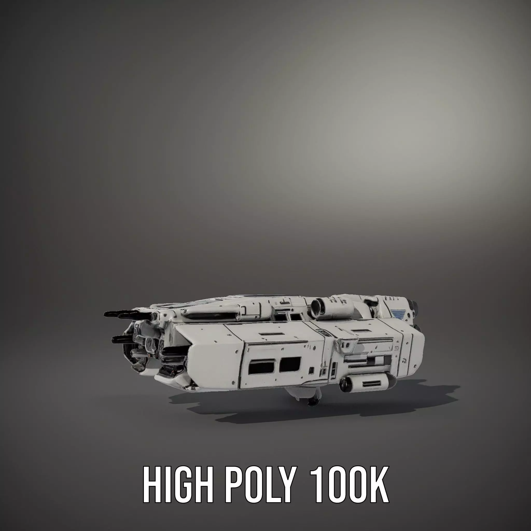 Futuristic Starship White model pack Low-poly 3D model_10