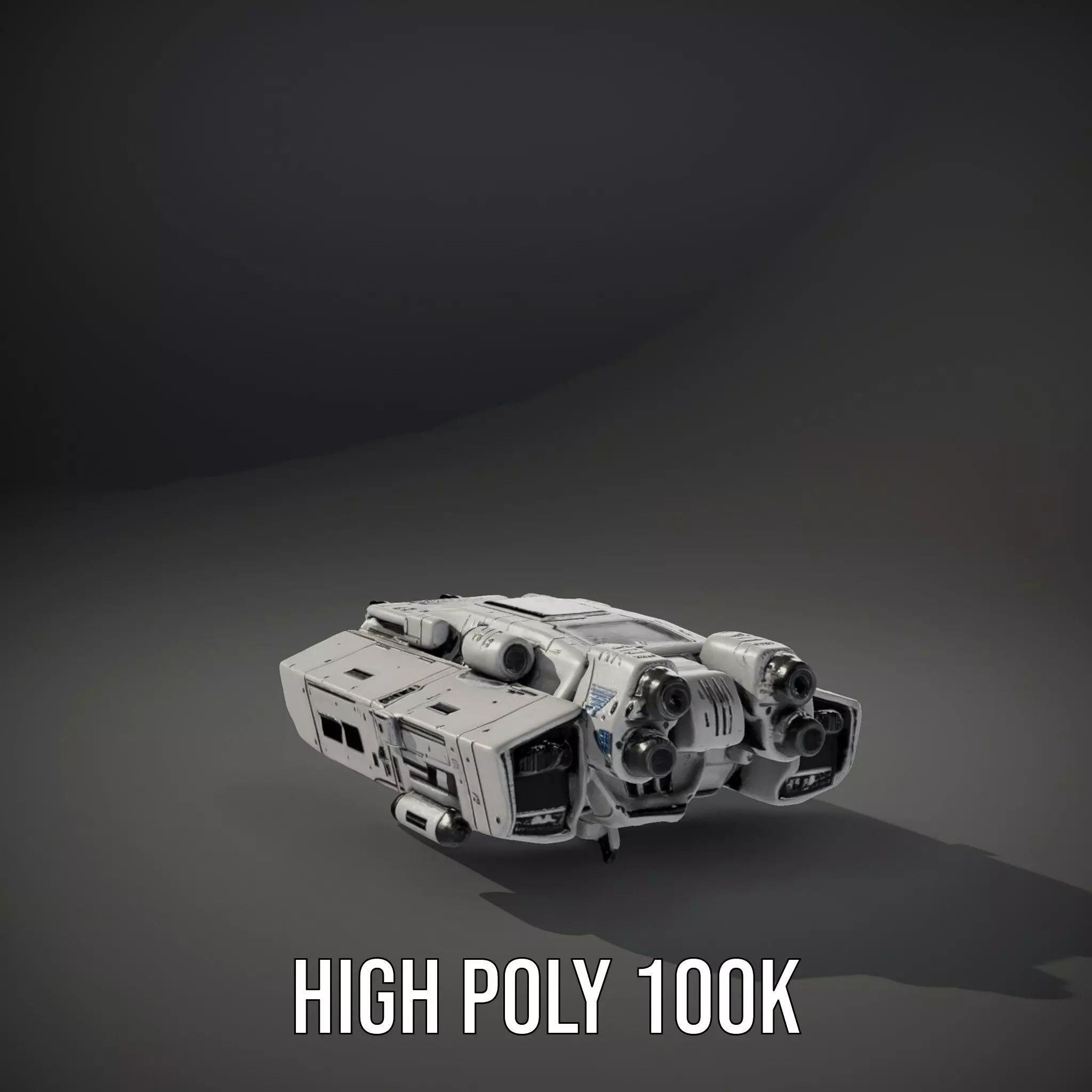 Futuristic Starship White model pack Low-poly 3D model_8