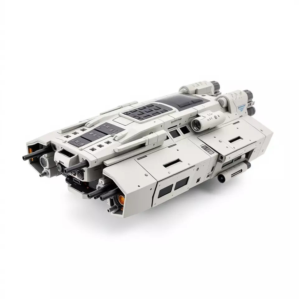 Futuristic Starship White model pack Low-poly 3D model_2