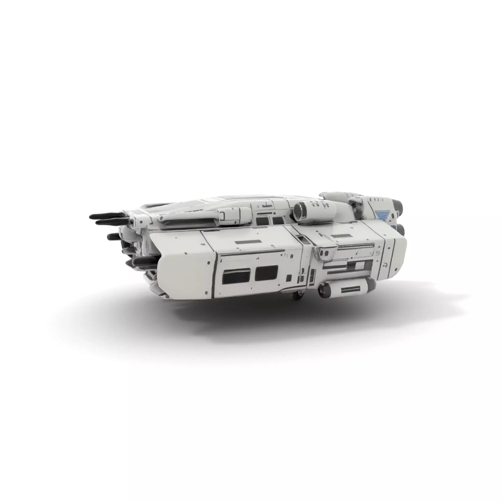 Futuristic Starship White model pack Low-poly 3D model_13