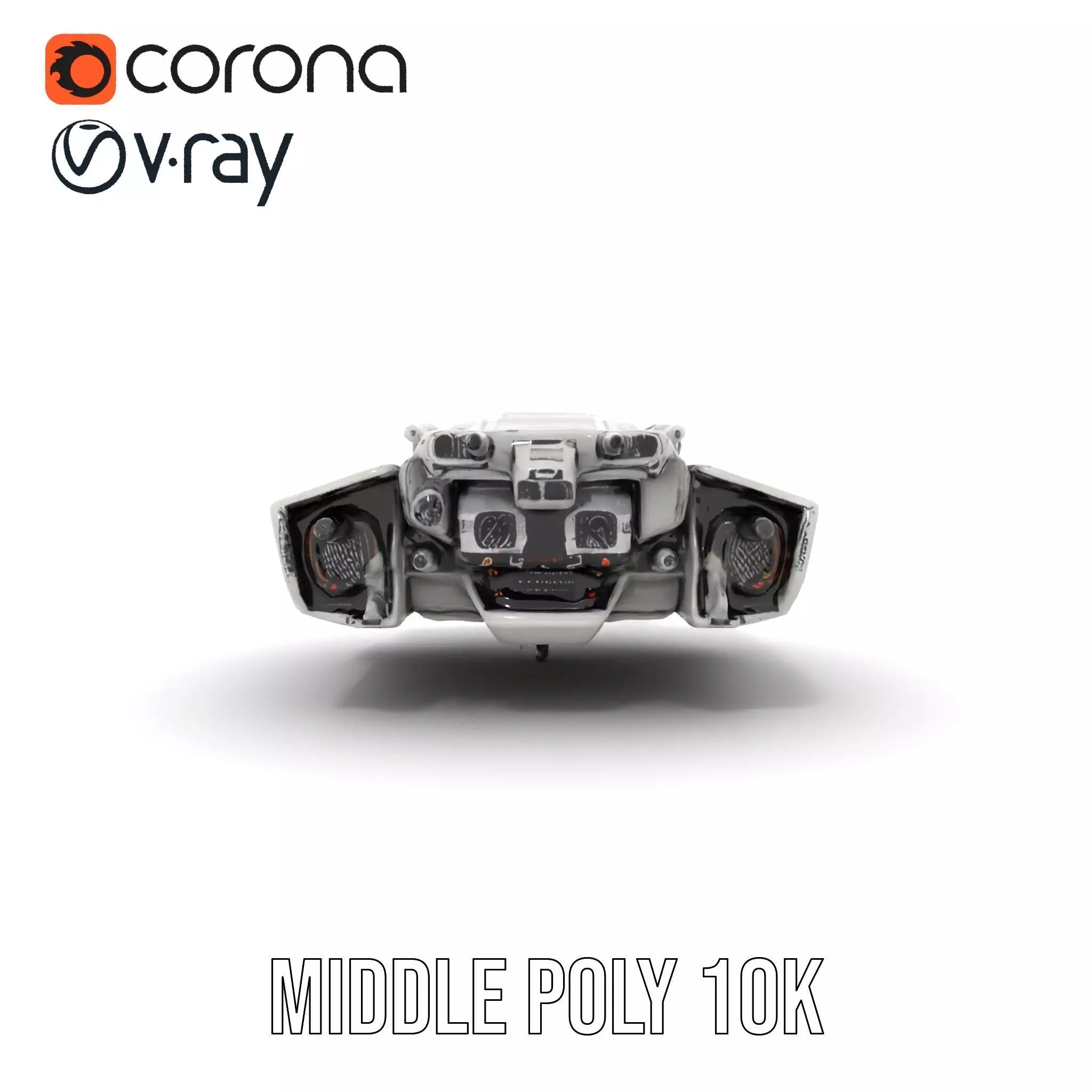 Futuristic Starship White model pack Low-poly 3D model_6