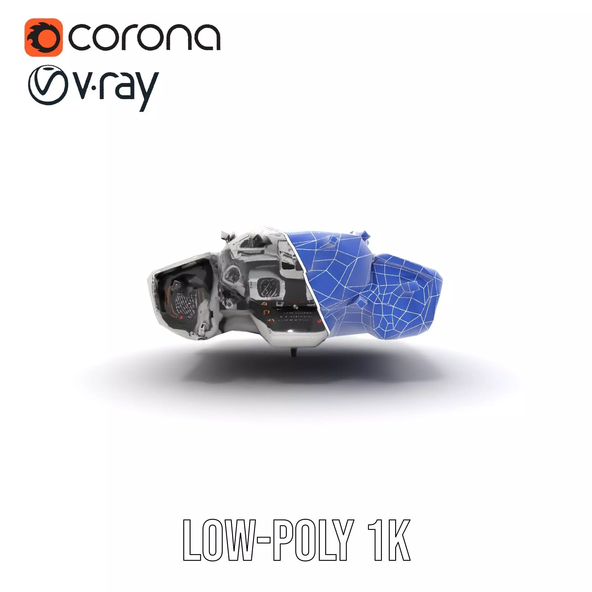 Futuristic Starship White model pack Low-poly 3D model_31