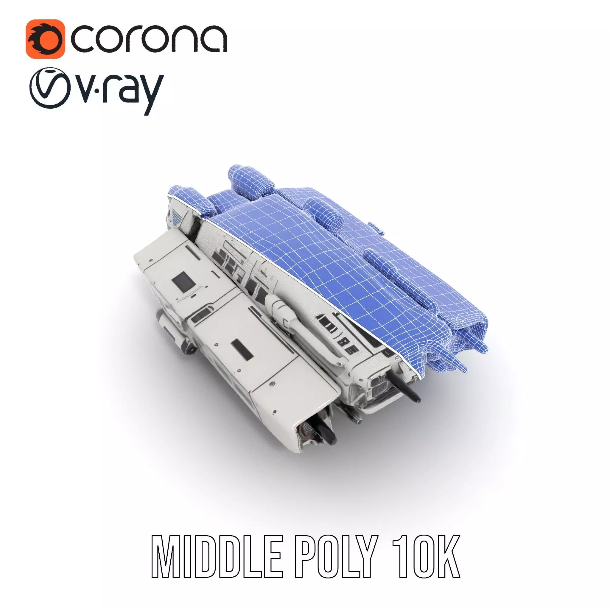 Futuristic Starship White model pack Low-poly 3D model_27