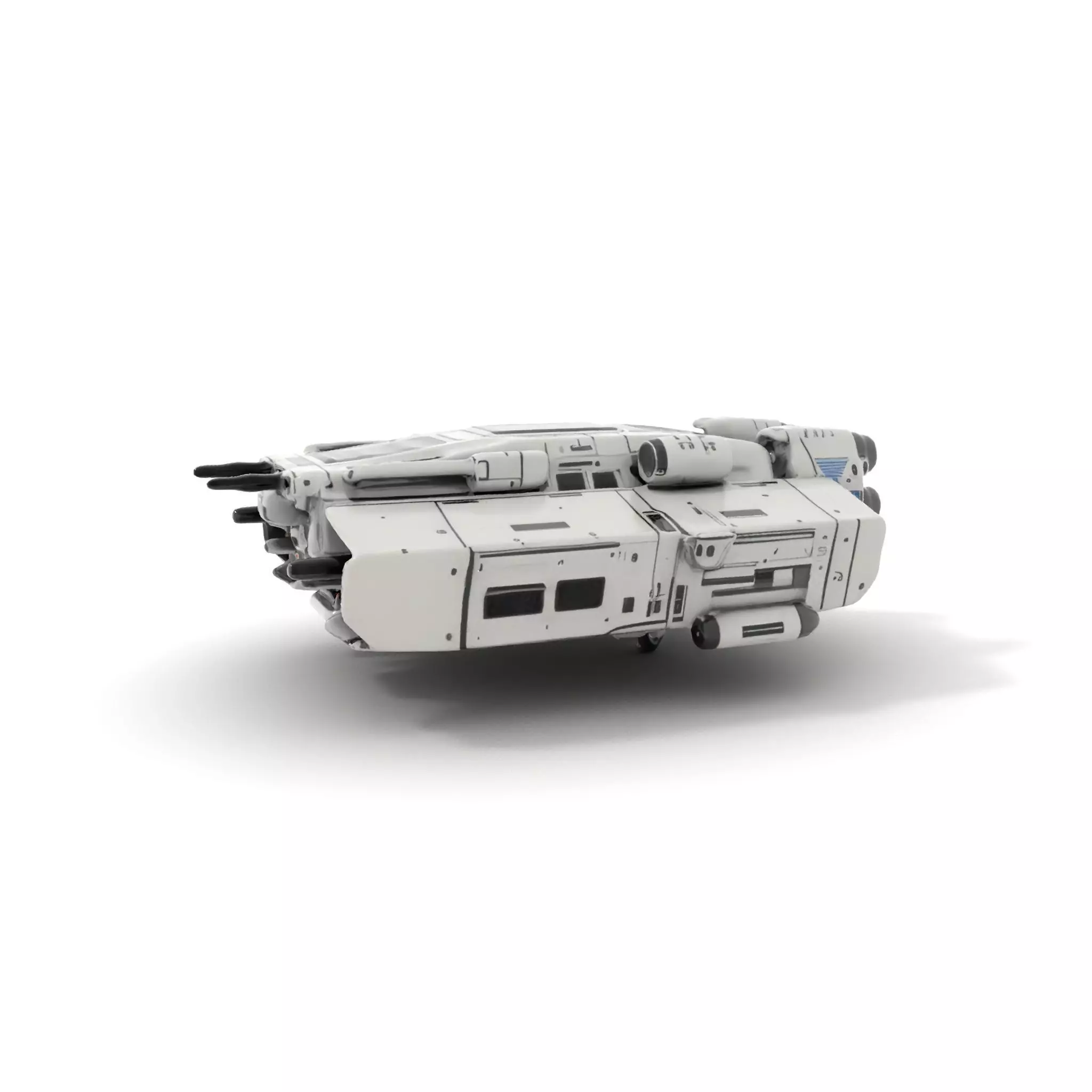 Futuristic Starship White model pack Low-poly 3D model_0