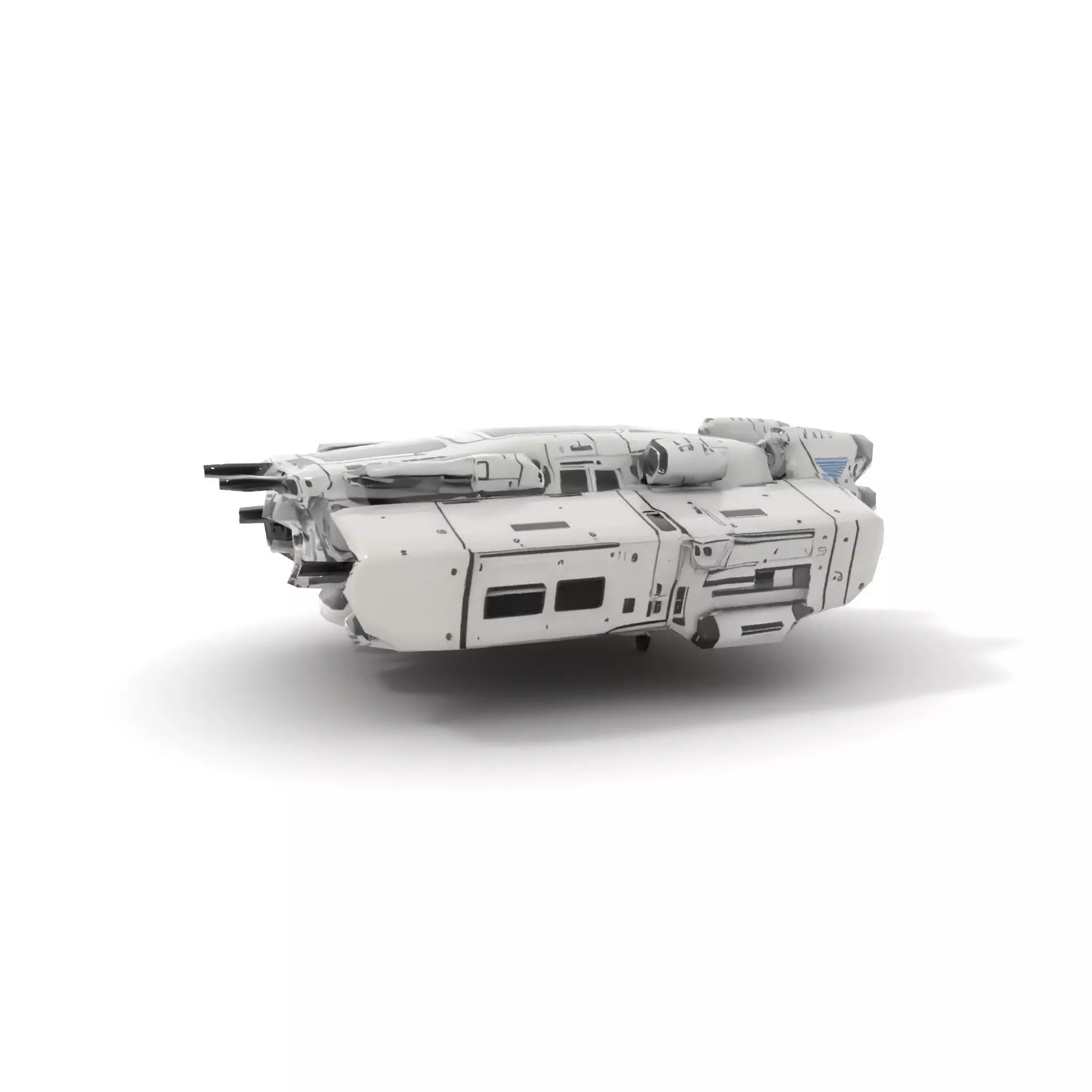 Futuristic Starship White model pack Low-poly 3D model_14