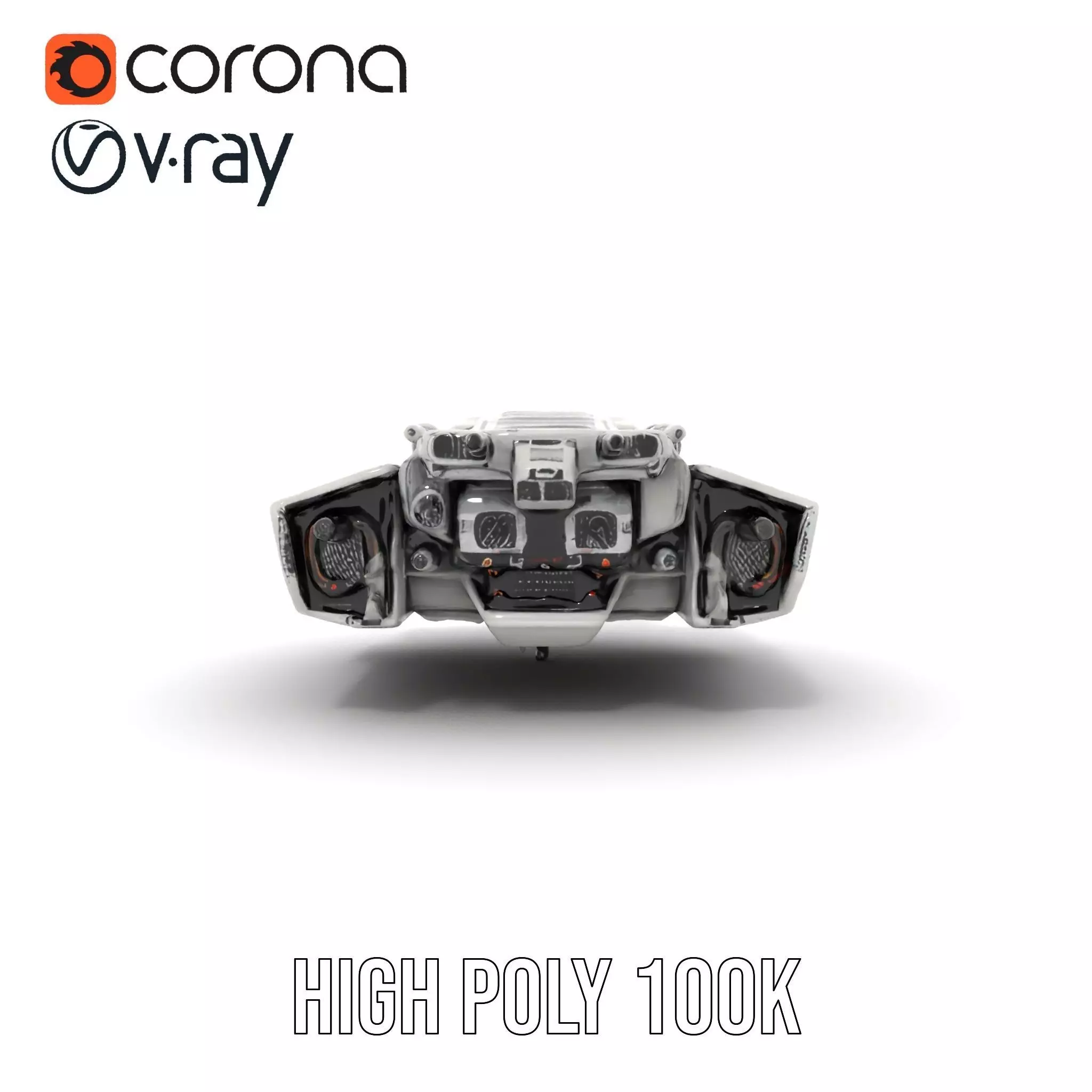 Futuristic Starship White model pack Low-poly 3D model_29