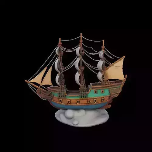 2227Pirate Sailing Ship with Cannons  Minimalist Model
