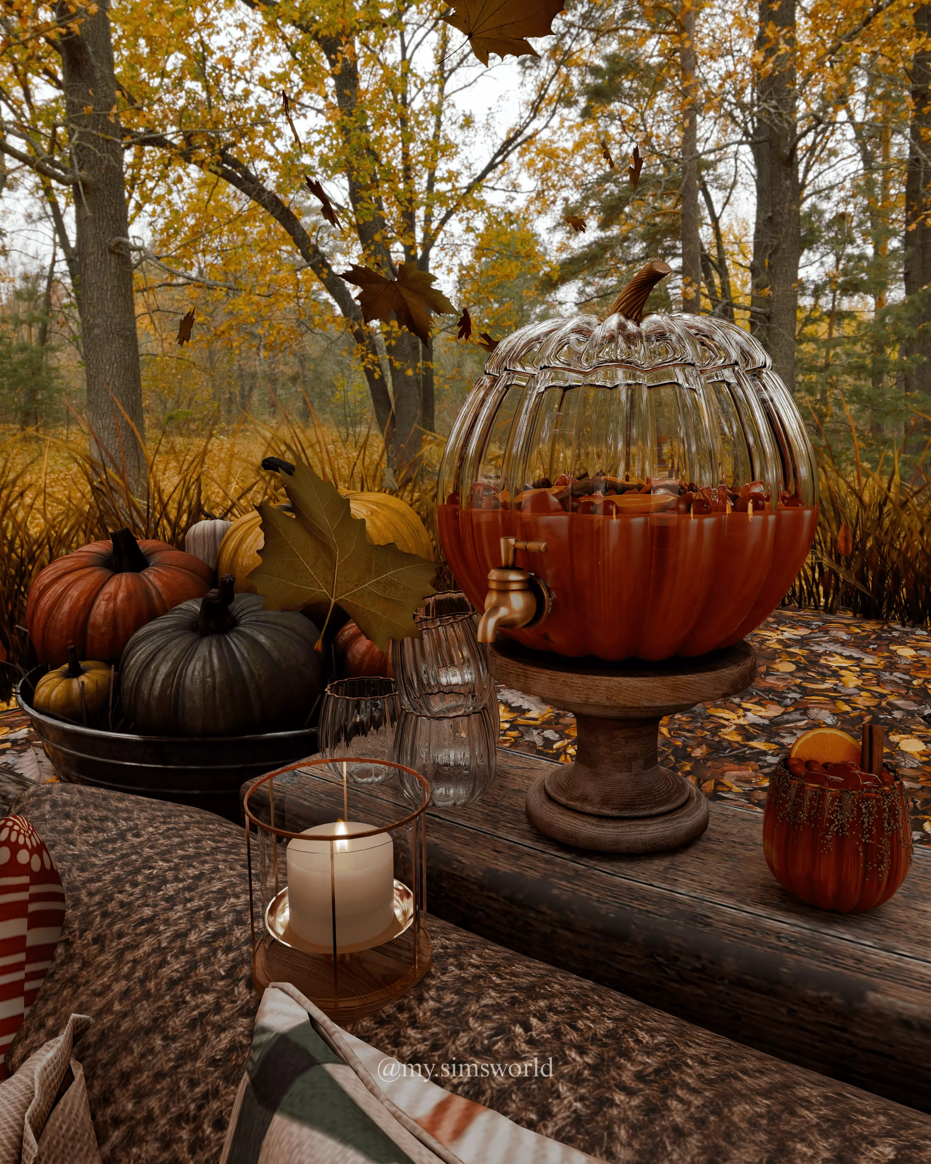 Autumn Picnic Blender Scene 3D model_5