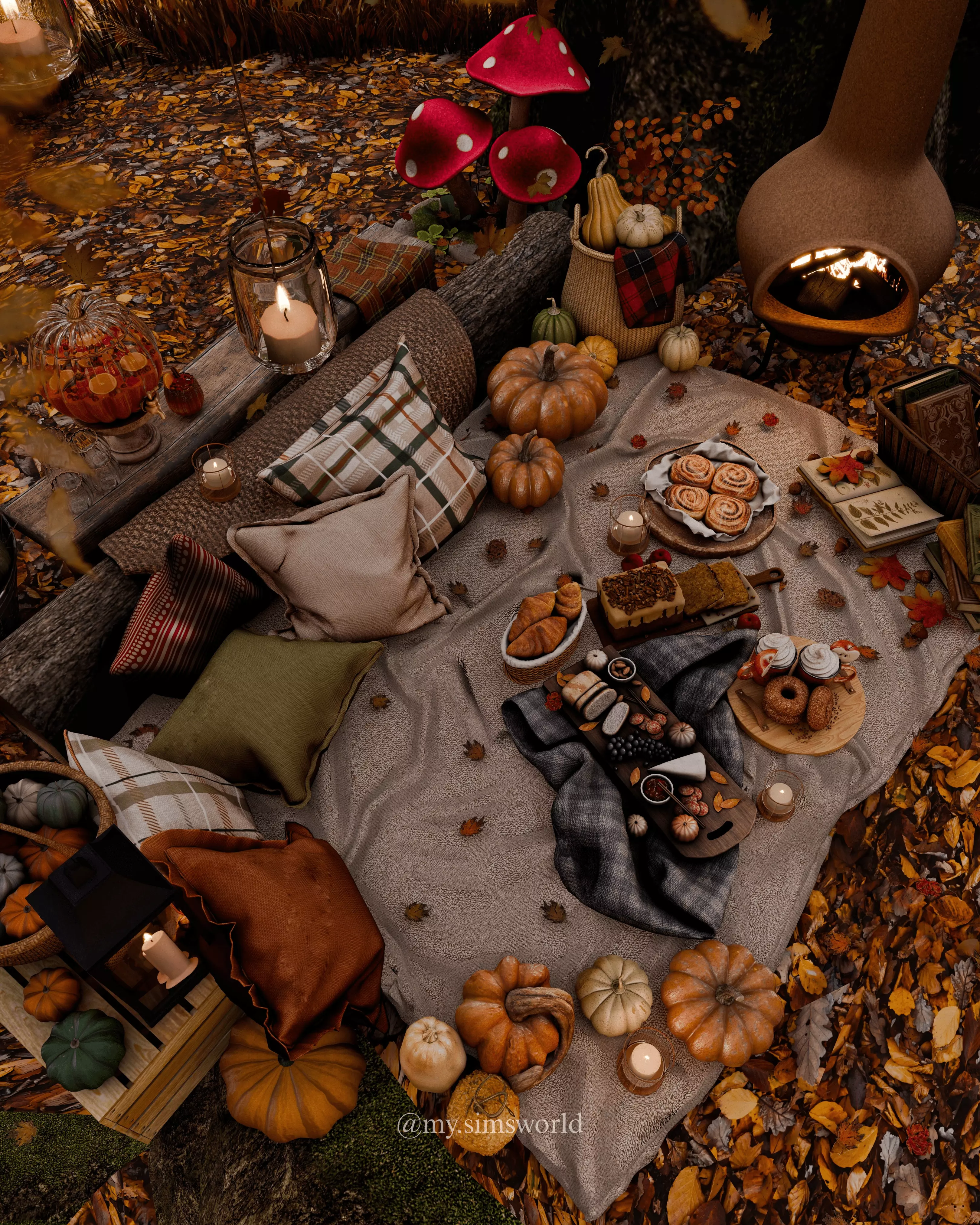 Autumn Picnic Blender Scene 3D model_4