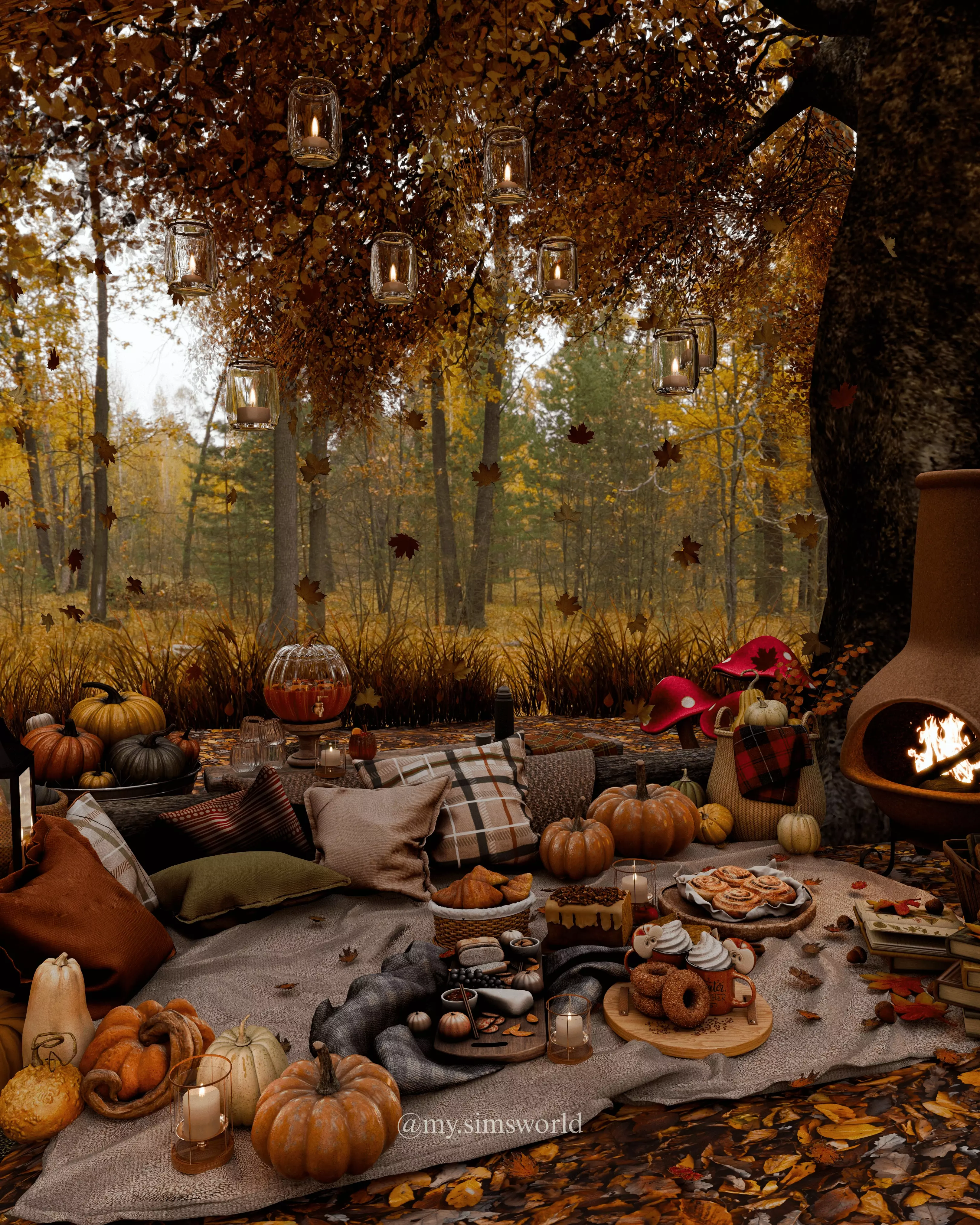 Autumn Picnic Blender Scene 3D model_1
