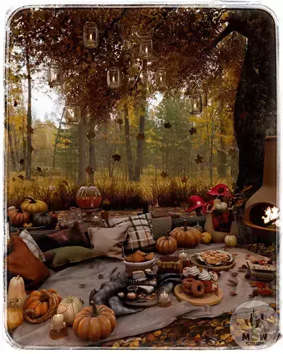 Autumn Picnic Blender Scene