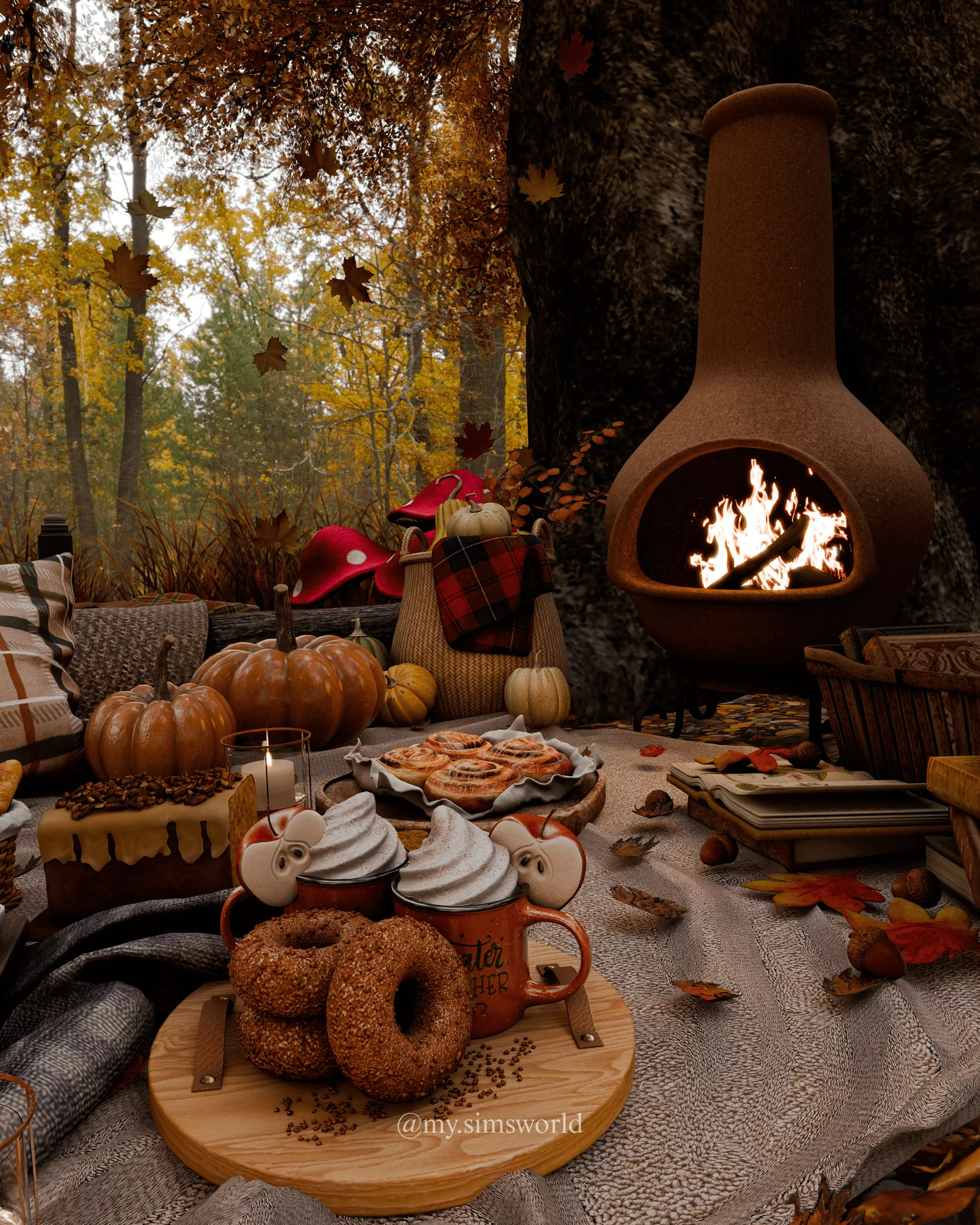 Autumn Picnic Blender Scene 3D model_3