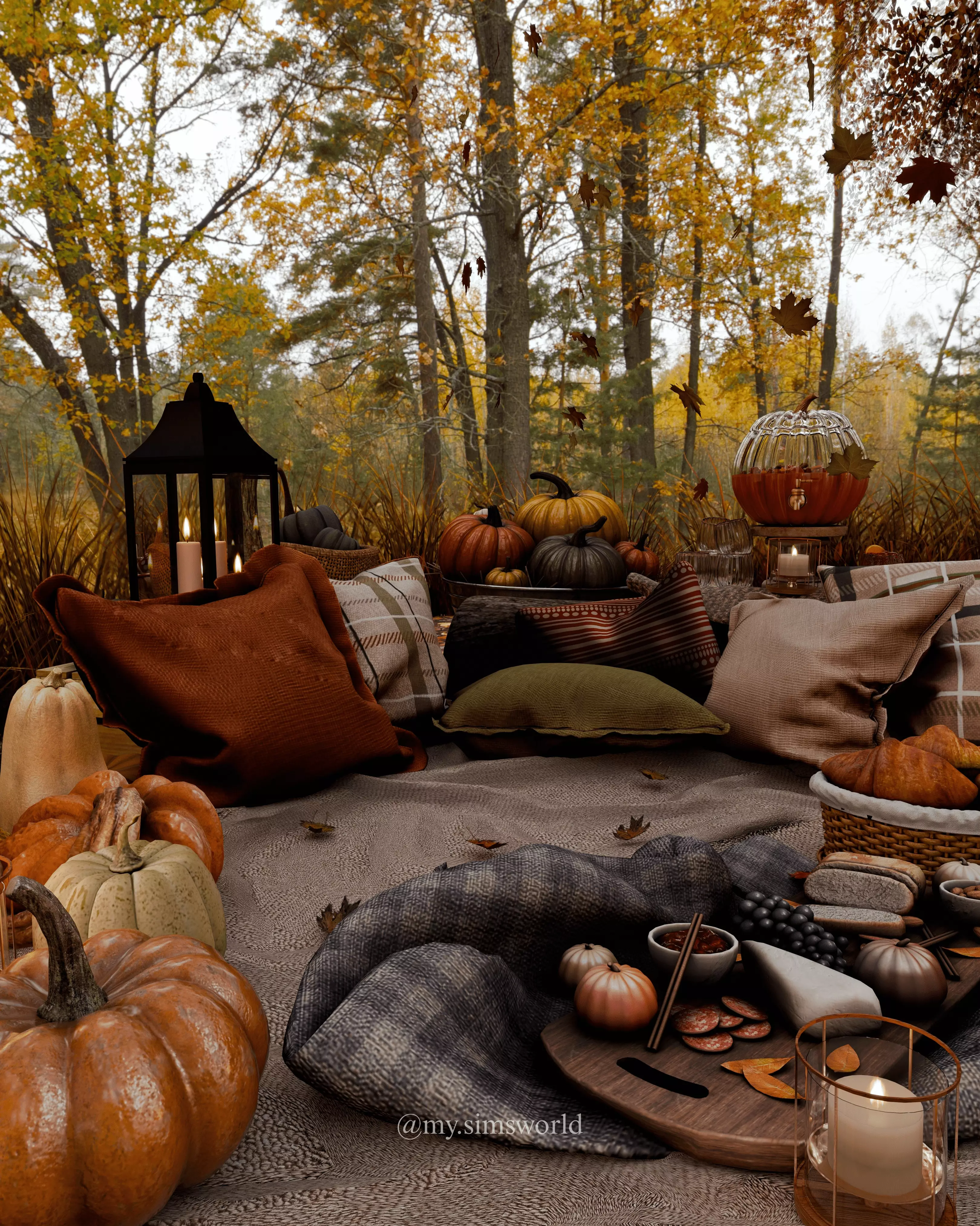 Autumn Picnic Blender Scene 3D model_2