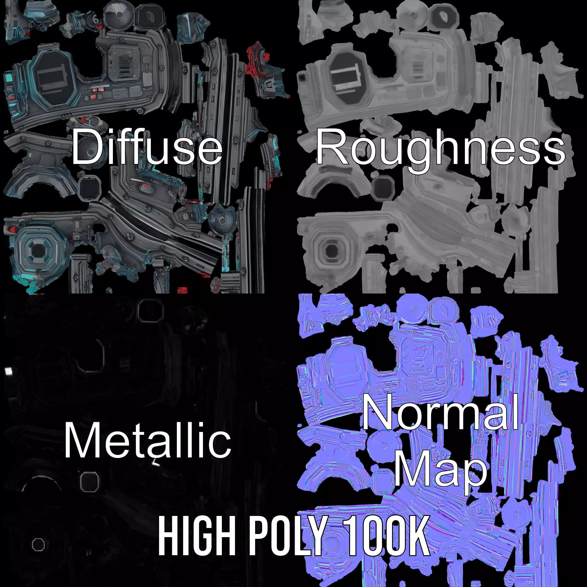 Futuristic Control Panel model pack Low-poly 3D model_3