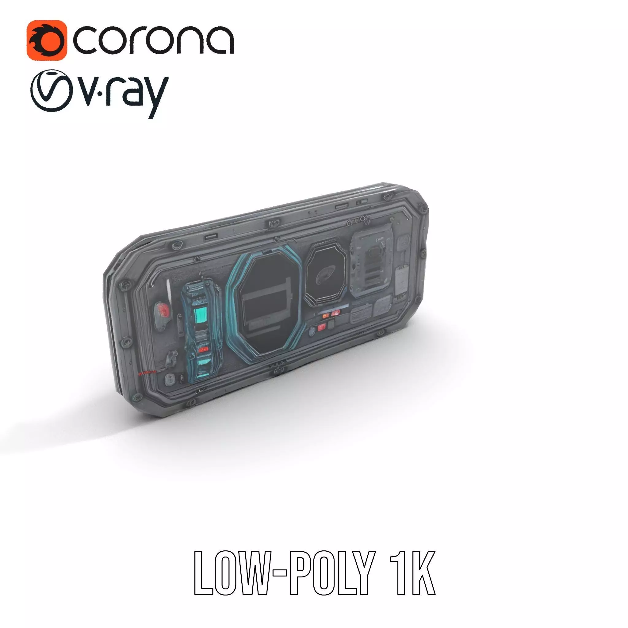 Futuristic Control Panel model pack Low-poly 3D model_7