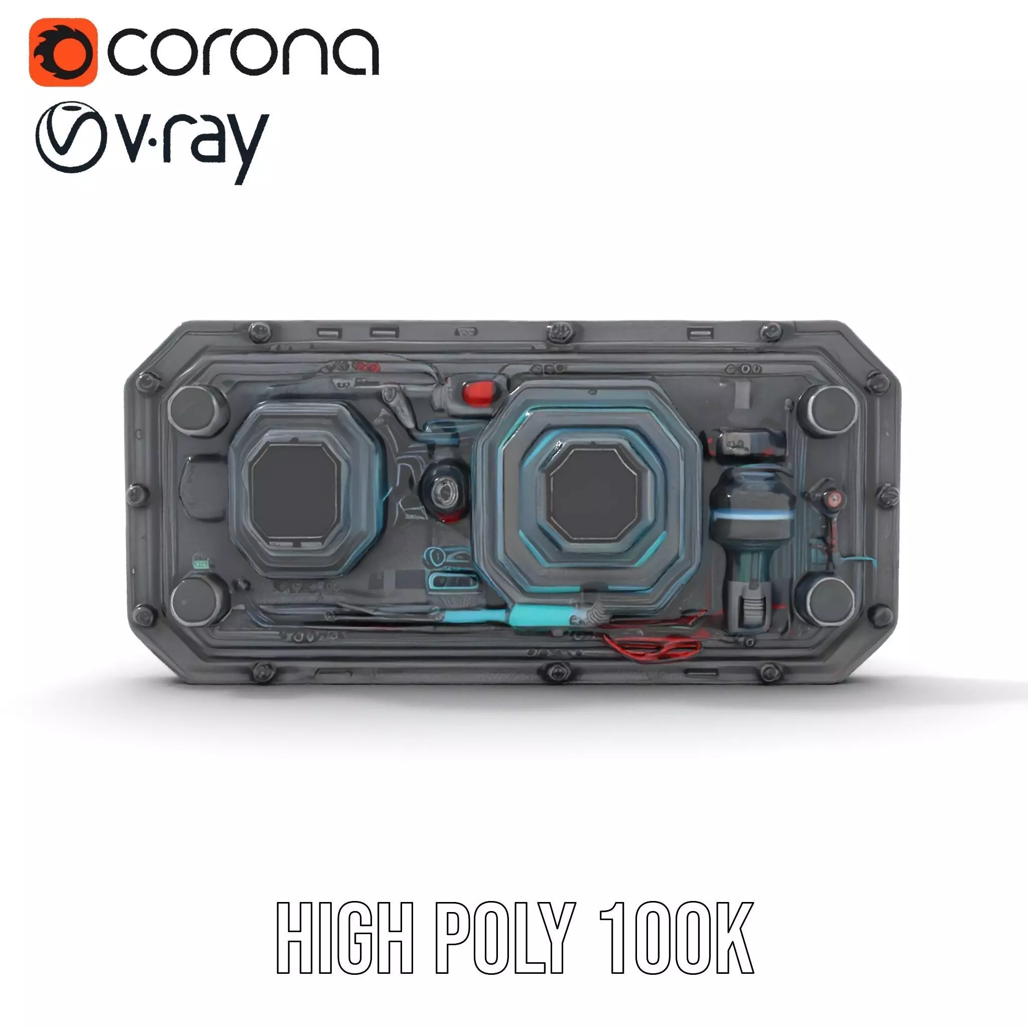 Futuristic Control Panel model pack Low-poly 3D model_29